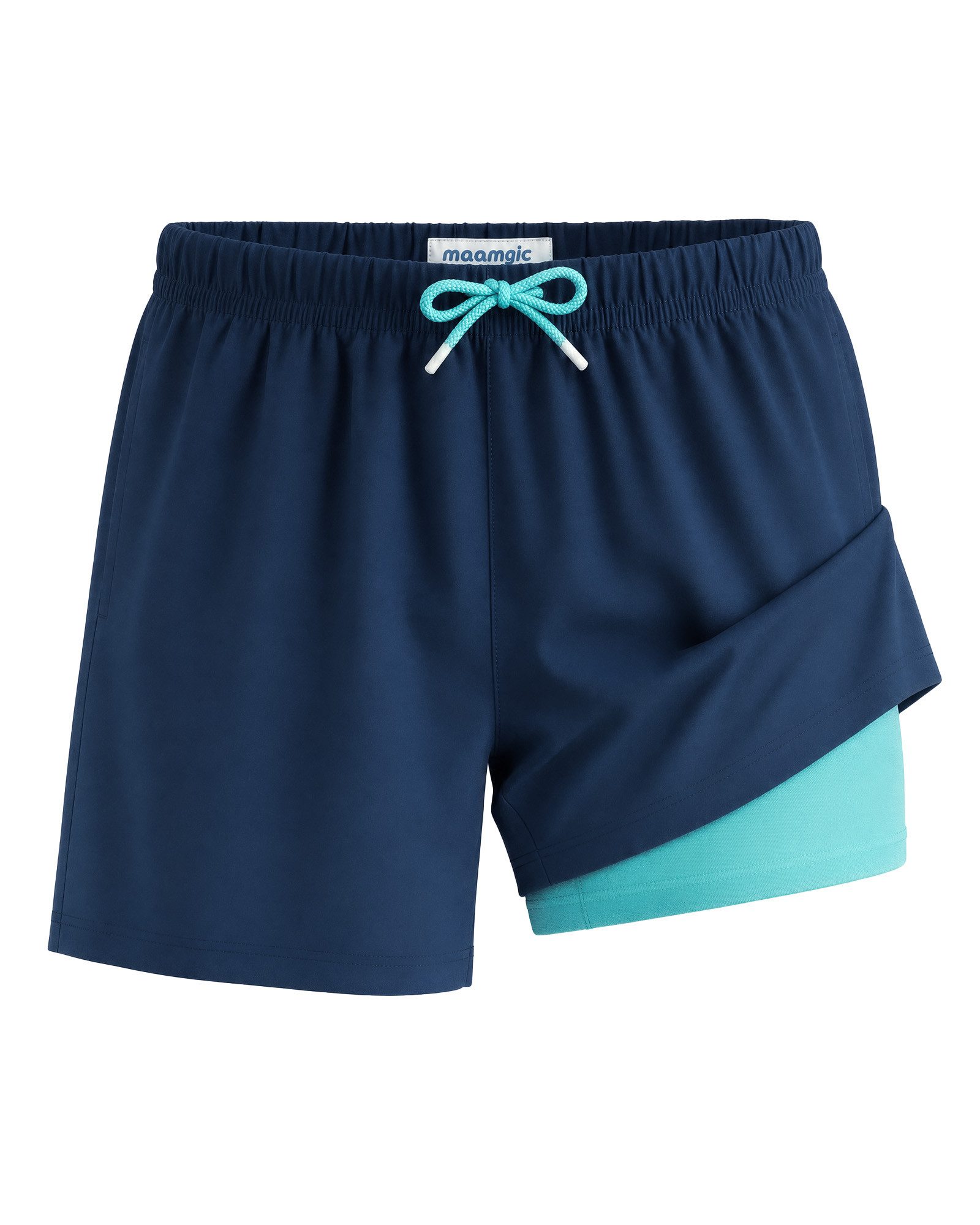 MaaMgic Badehose Shorts Jungen 2-in-1 mit verstellbarem Kordelzug (1-St) Stretch Schwimmshorts mit Innenfutter für Strand und Schwimmbad