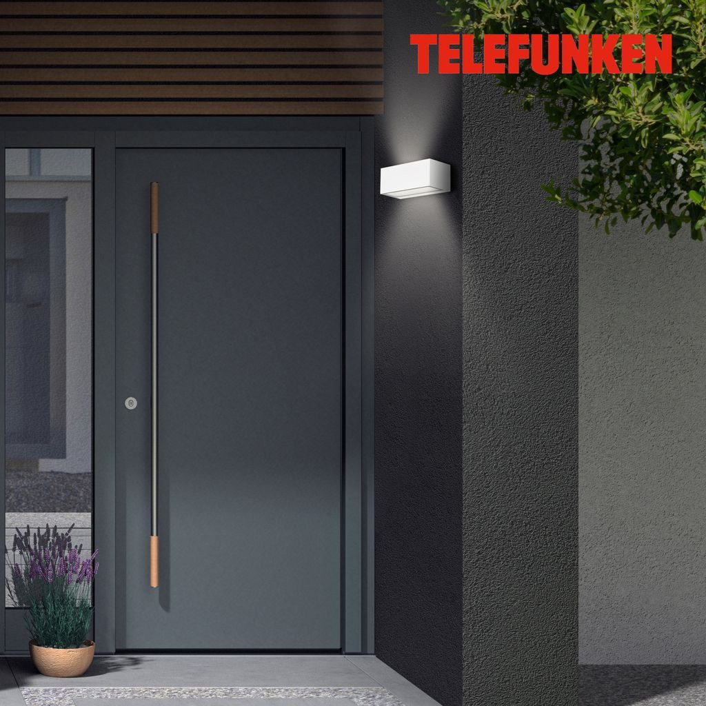 Telefunken Außen-Wandleuchte 314406TF, LED fest integriert, 2700K - Extra-Warmweiß, Wand Außenleuchte IP44 4000K 12W 18,5x7,5x9,1cm