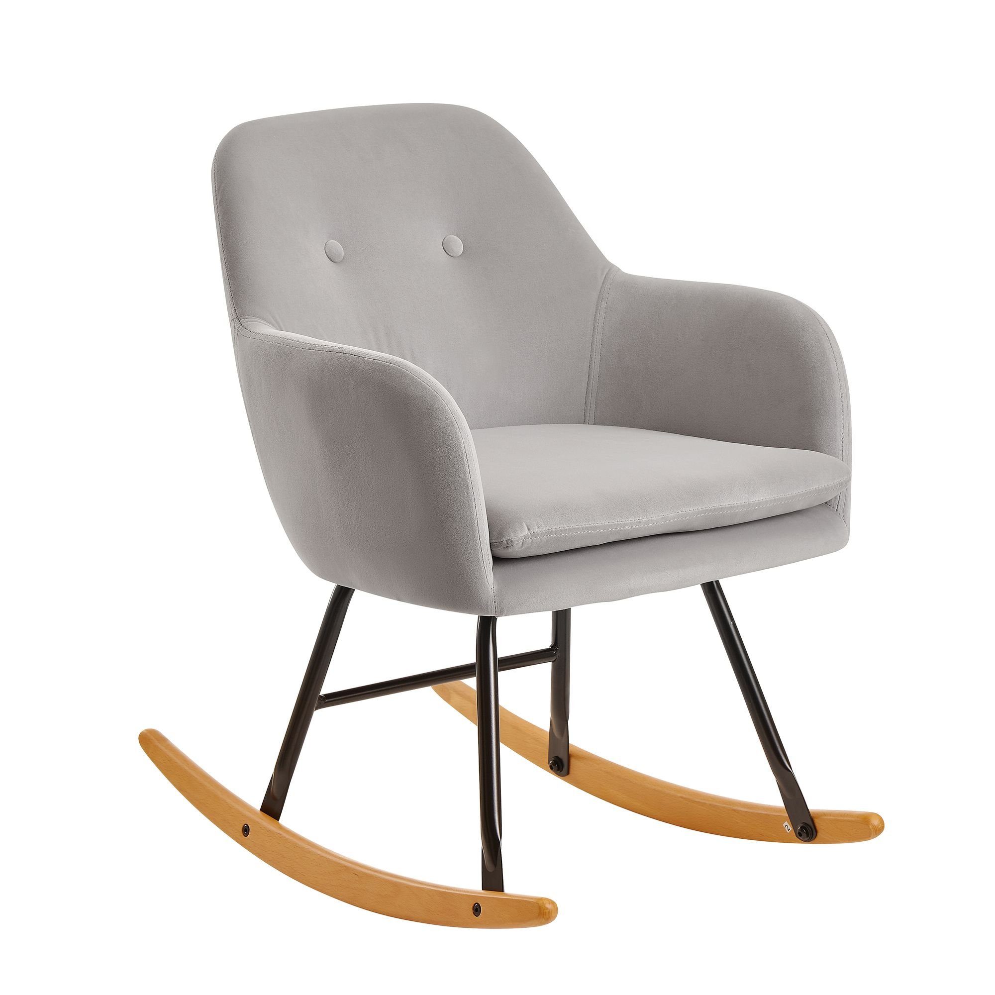 möbelando Schaukelsessel Schaukelstuhl Hellgrau 71x76x70cm Design