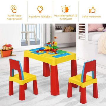 COSTWAY Spieltisch Kinderschreibtisch mit Stuhl, (3-tlg)