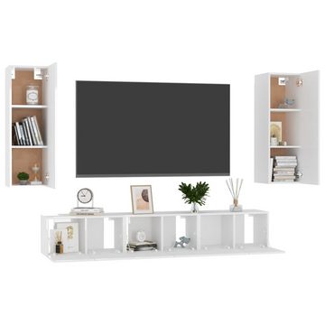 vidaXL TV-Schrank 5-tlg. TV-Schrank-Set Hochglanz-Weiß Holzwerkstoff (1-St)