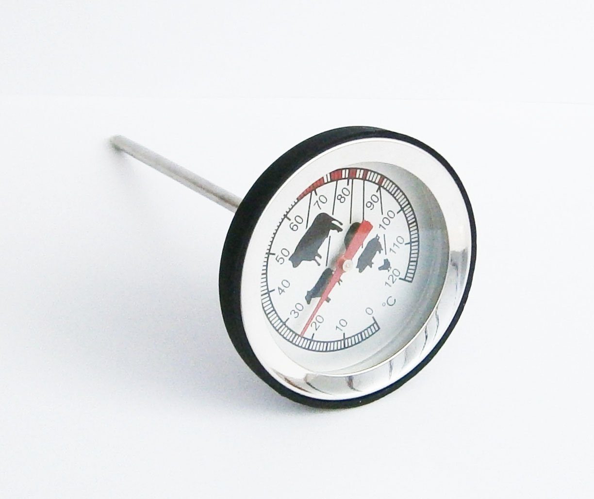 Backofenthermometer FLEISCHTHERMOMETER 12cm Edelstahl Bratenthermometer 46 (Schwarz)