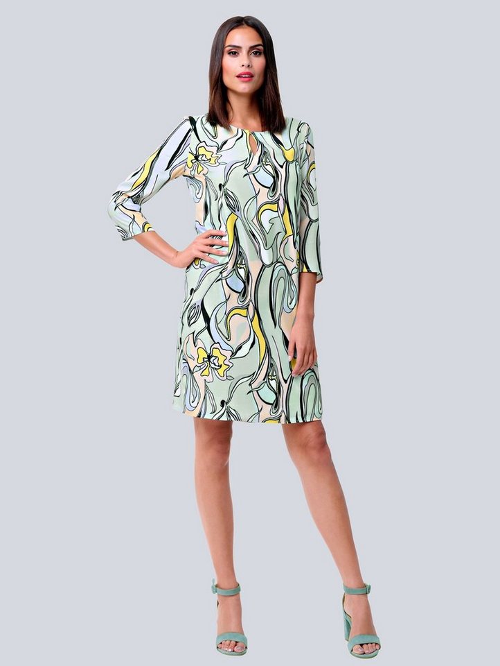 Alba Moda Kleid mit farbharmonischem Druck in grün