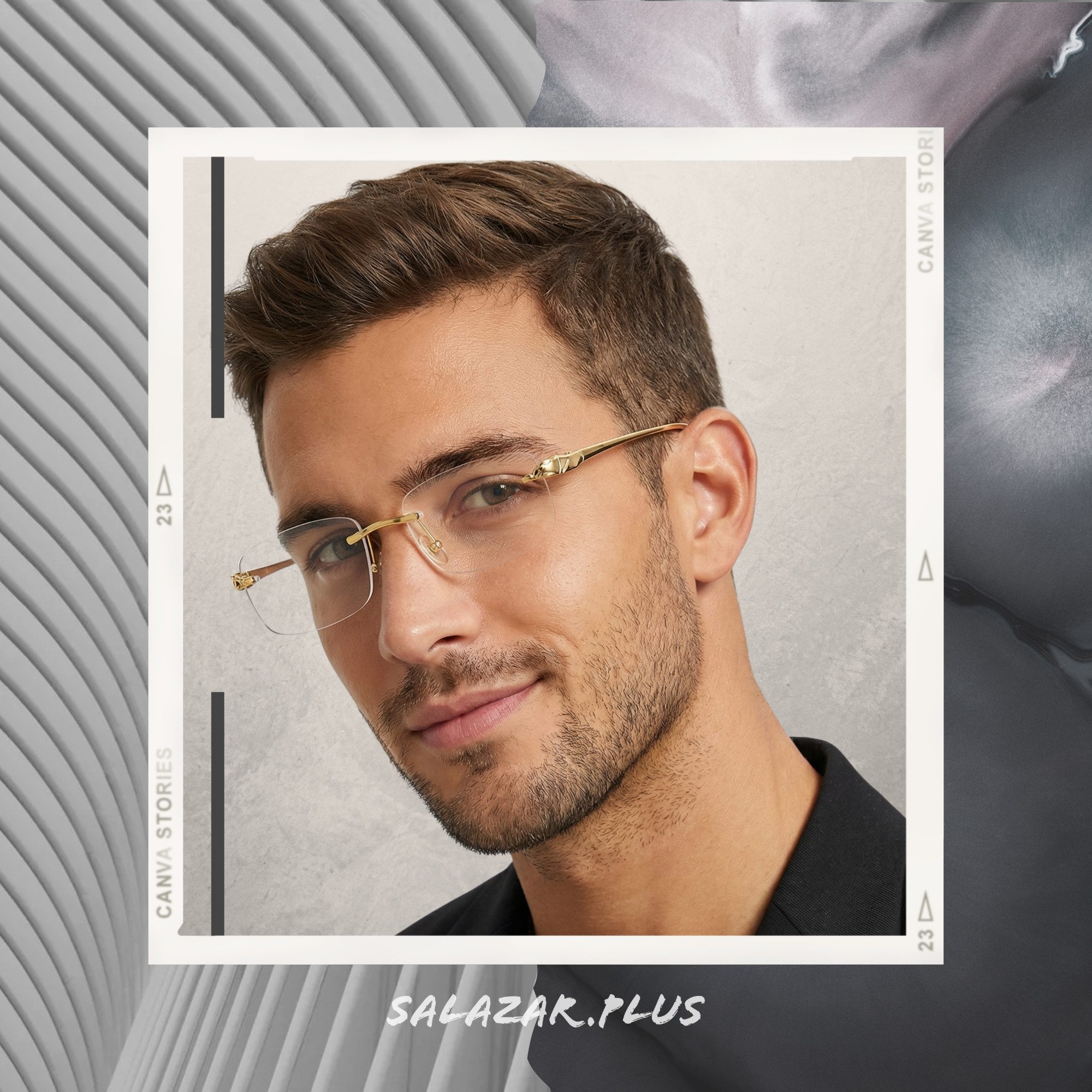 salazar.plus Brillengestell Randloslos Rahmenlos Oval ohne Stärke Damen Herren Unisex, Randlos Goldfarben Metall Unisex Ultraleicht Elegant Edel ohne Stärke