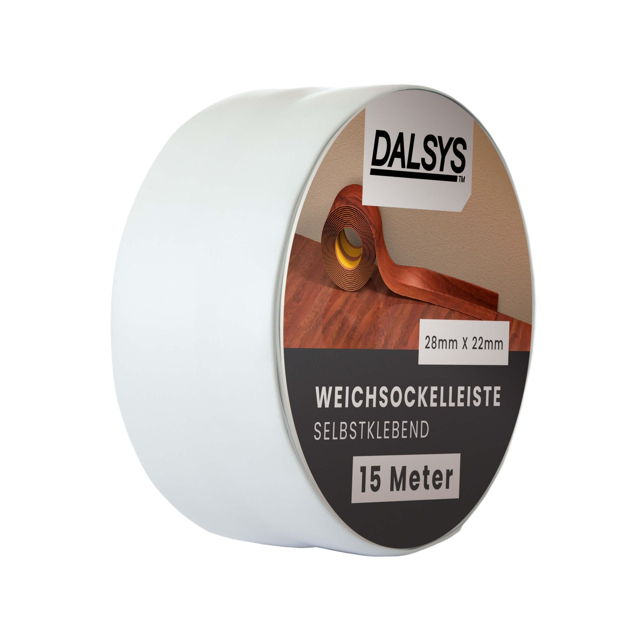 Dalsys Sockelleiste, L: 500 cm, Weichsockelleiste selbstklebend, 1-St., Klebeleiste, Abschlussleiste für Fugen in Wohnbereich, Küche, Bad