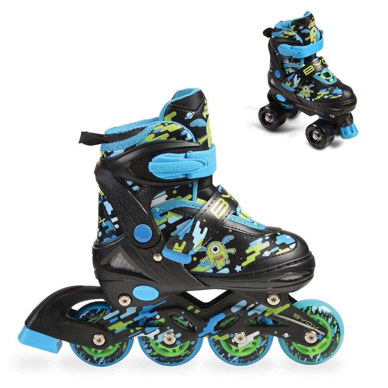 Byox Inlineskates »Inliner Kinder Zax 2 in 1 blau«, Größe S, M oder L