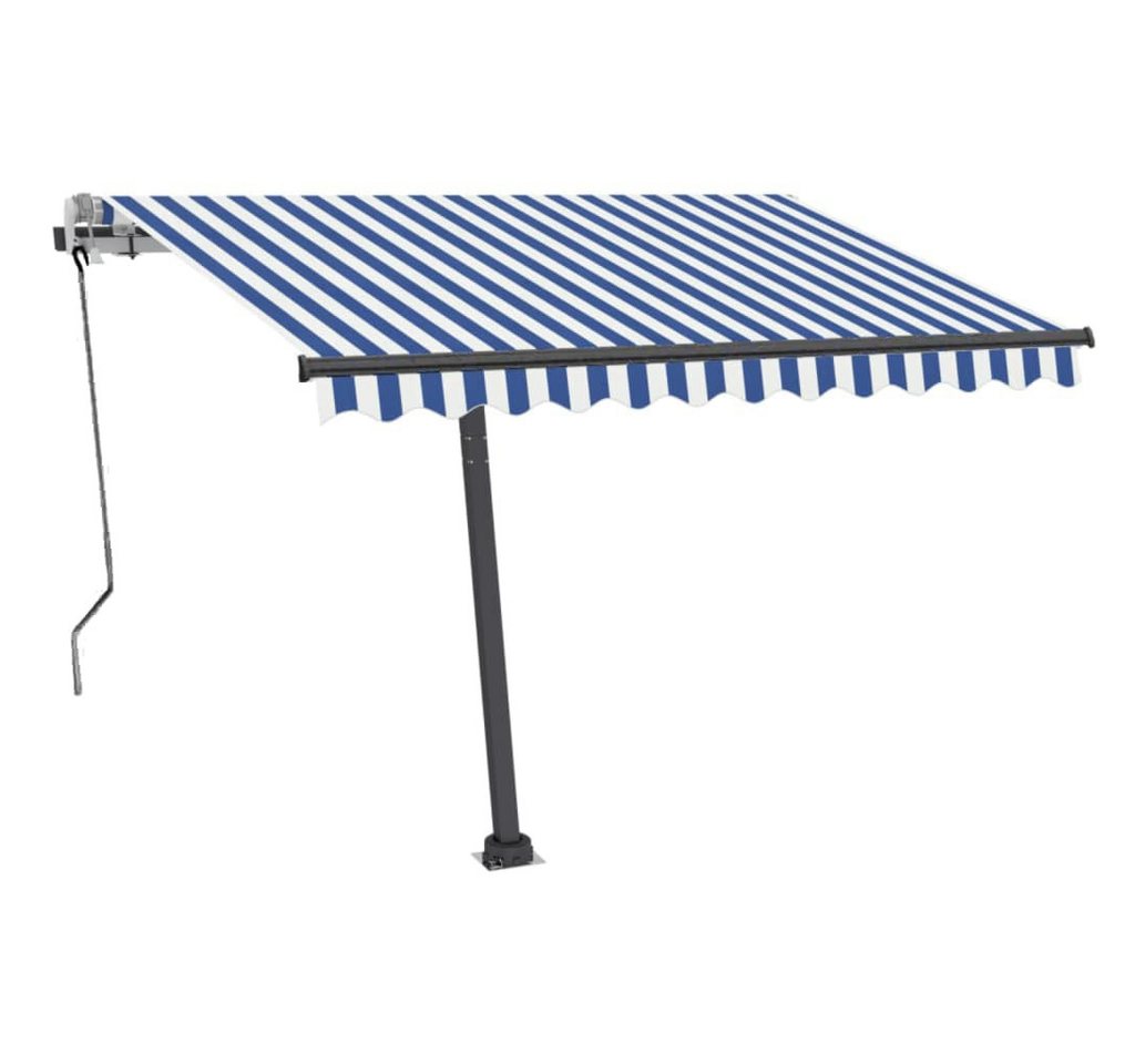 Thumbnail - vidaXL Markise Standmarkise Manuell Einziehbar 350x250 cm Blau/Weiß (1-St)