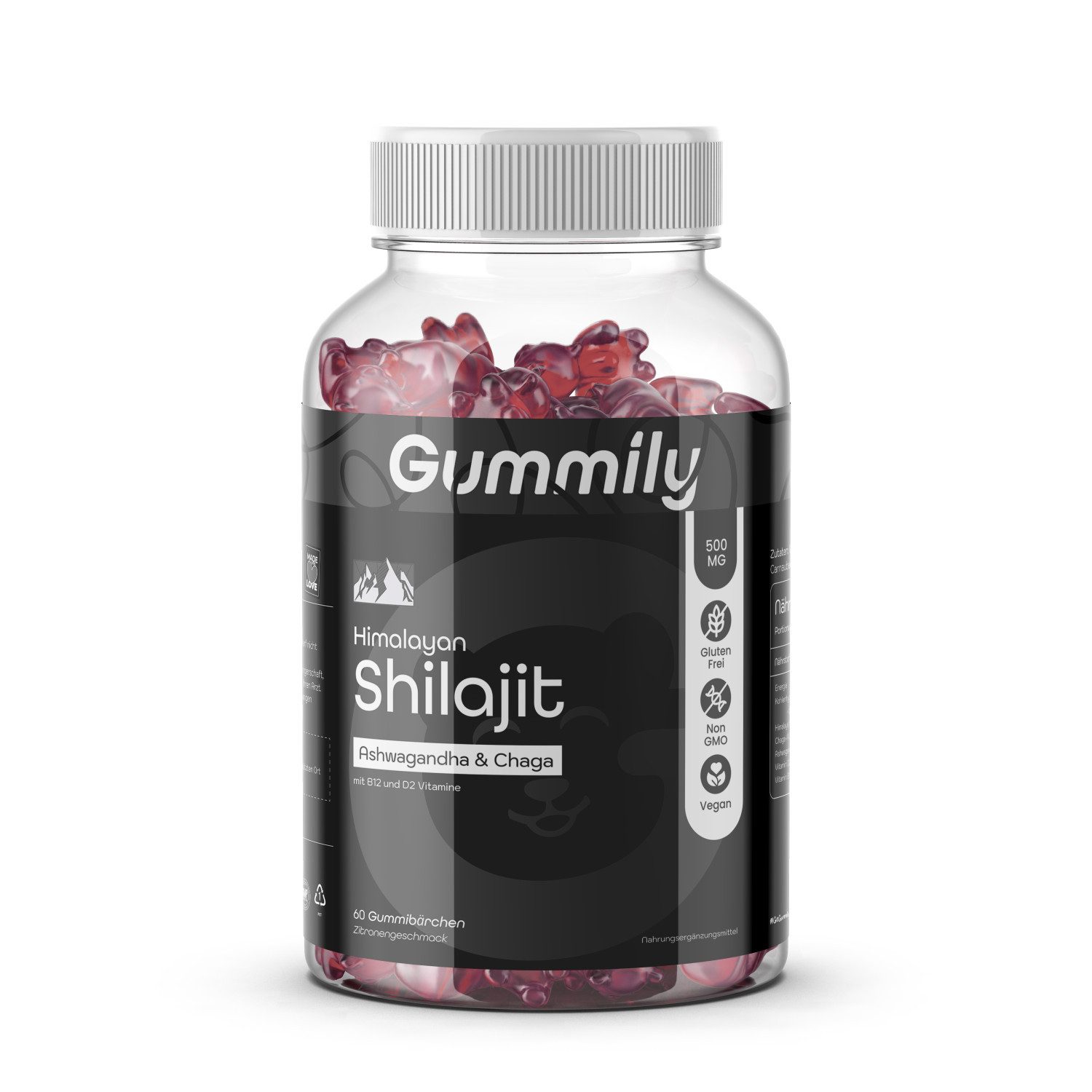 Gummily® Shilajit Gummies – Vegan Premium mit Ashwagandha & Chaga Gummibärchen, 180 g