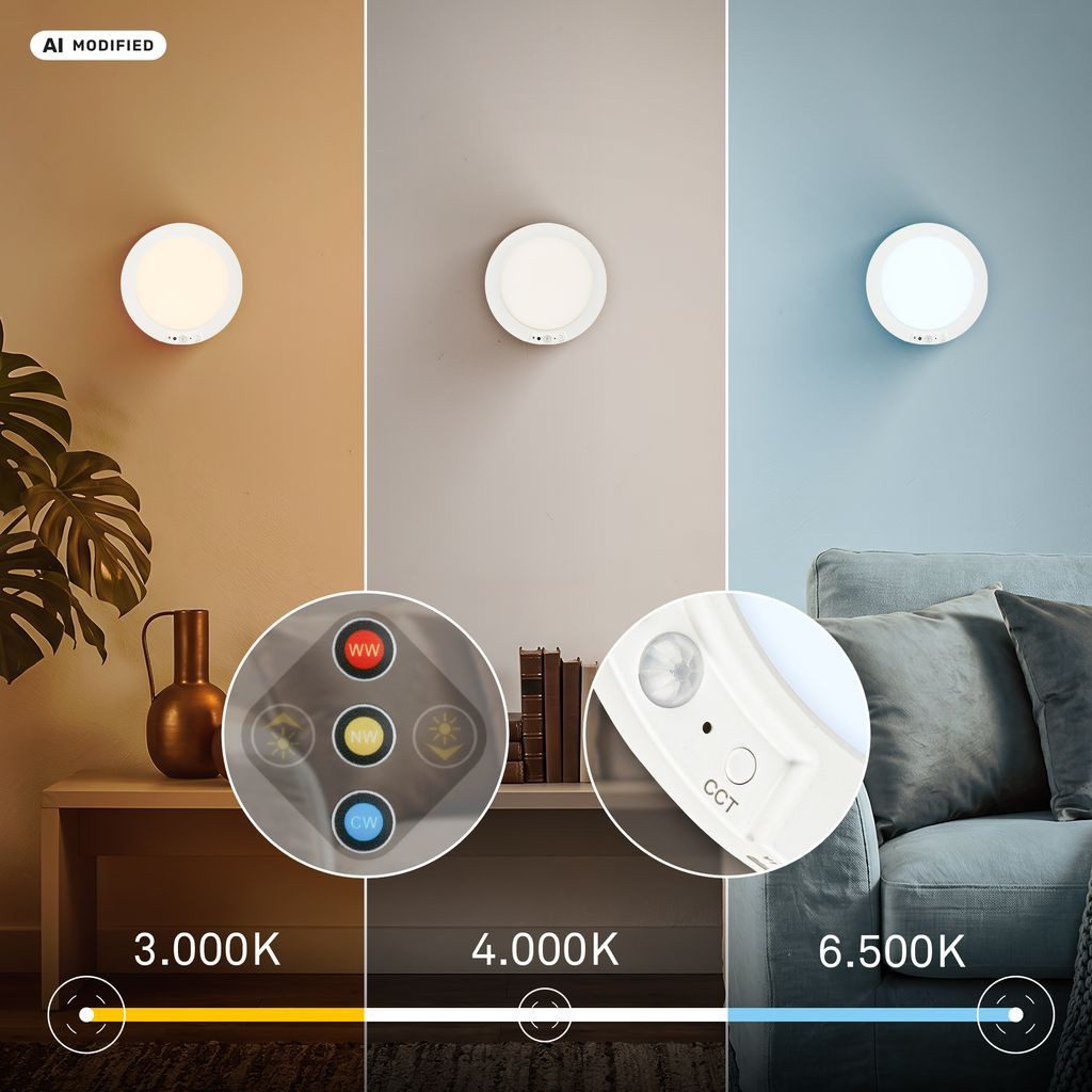 Briloner Leuchten Wandleuchte Wandlampe kabellos Akku USB-C Bewegungsmelder CCT, LED fest integriert, 6500K - Kaltweiß, 4000K - Neutralweiß, 2700K - Extra-Warmweiß, 19x1,5 cm, Flur, Wohnzimmer