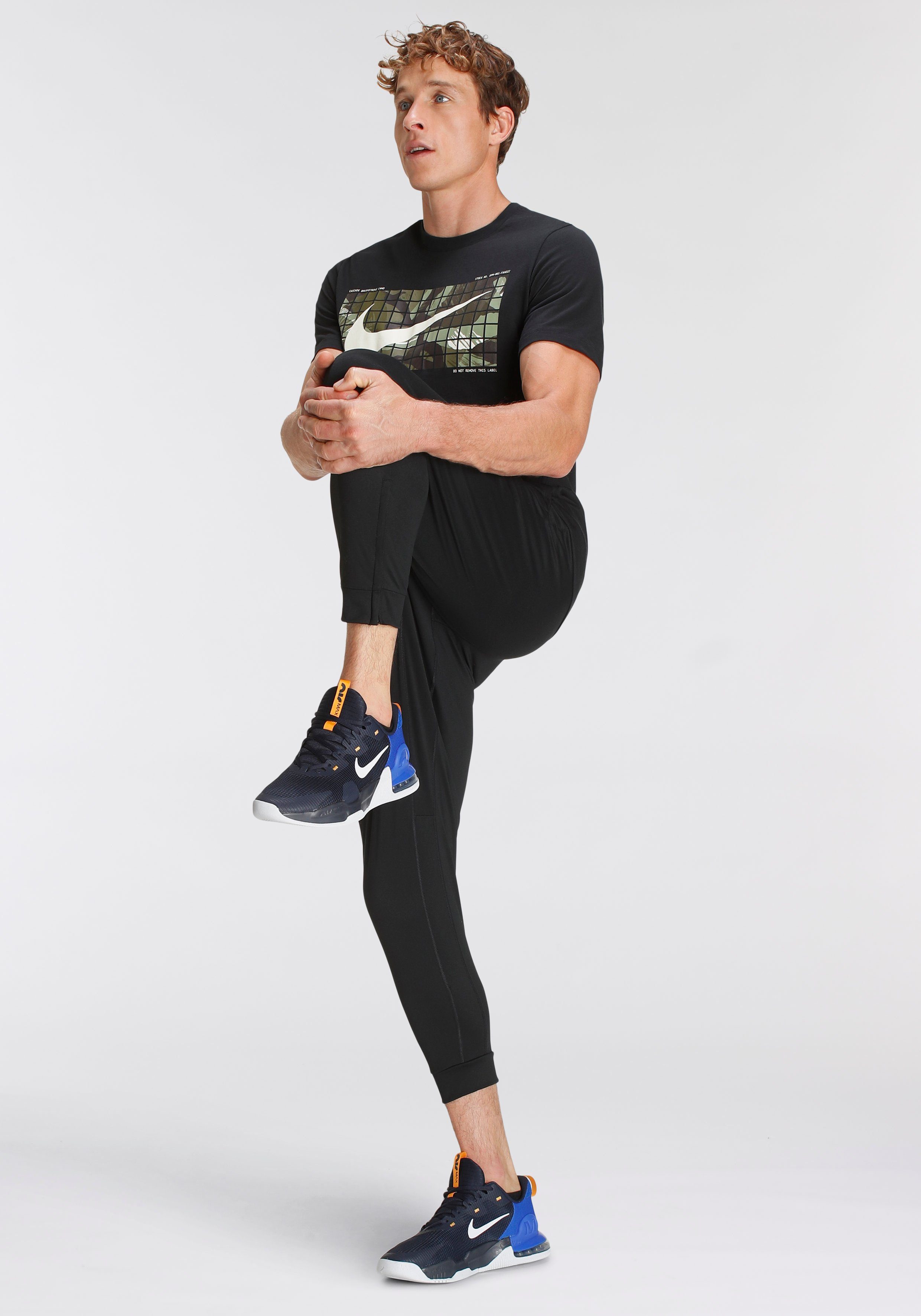 Nike Trainingsshirt BLACK DRI-FIT T-SHIRT CAMO FITNESS MEN'S