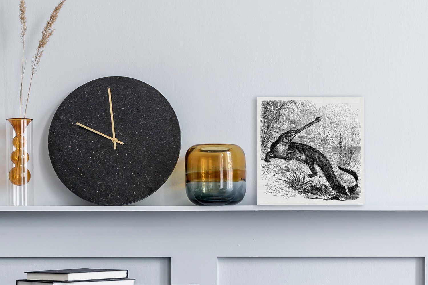 St), (1 Eine Schwarz-Weiß-Abbildung für Gavials, eines Schlafzimmer Wohnzimmer OneMillionCanvasses® Leinwand Leinwandbild antike Bilder