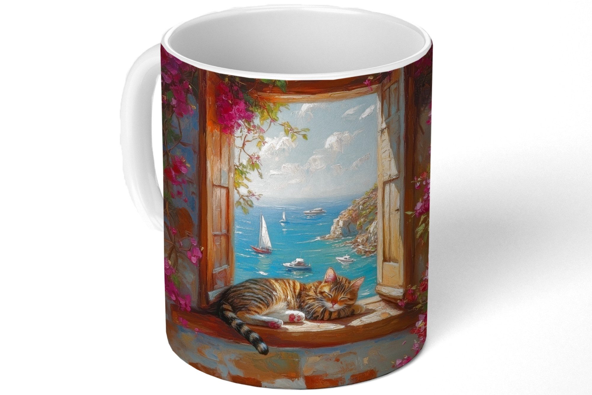 Katze - Blumen - Meer