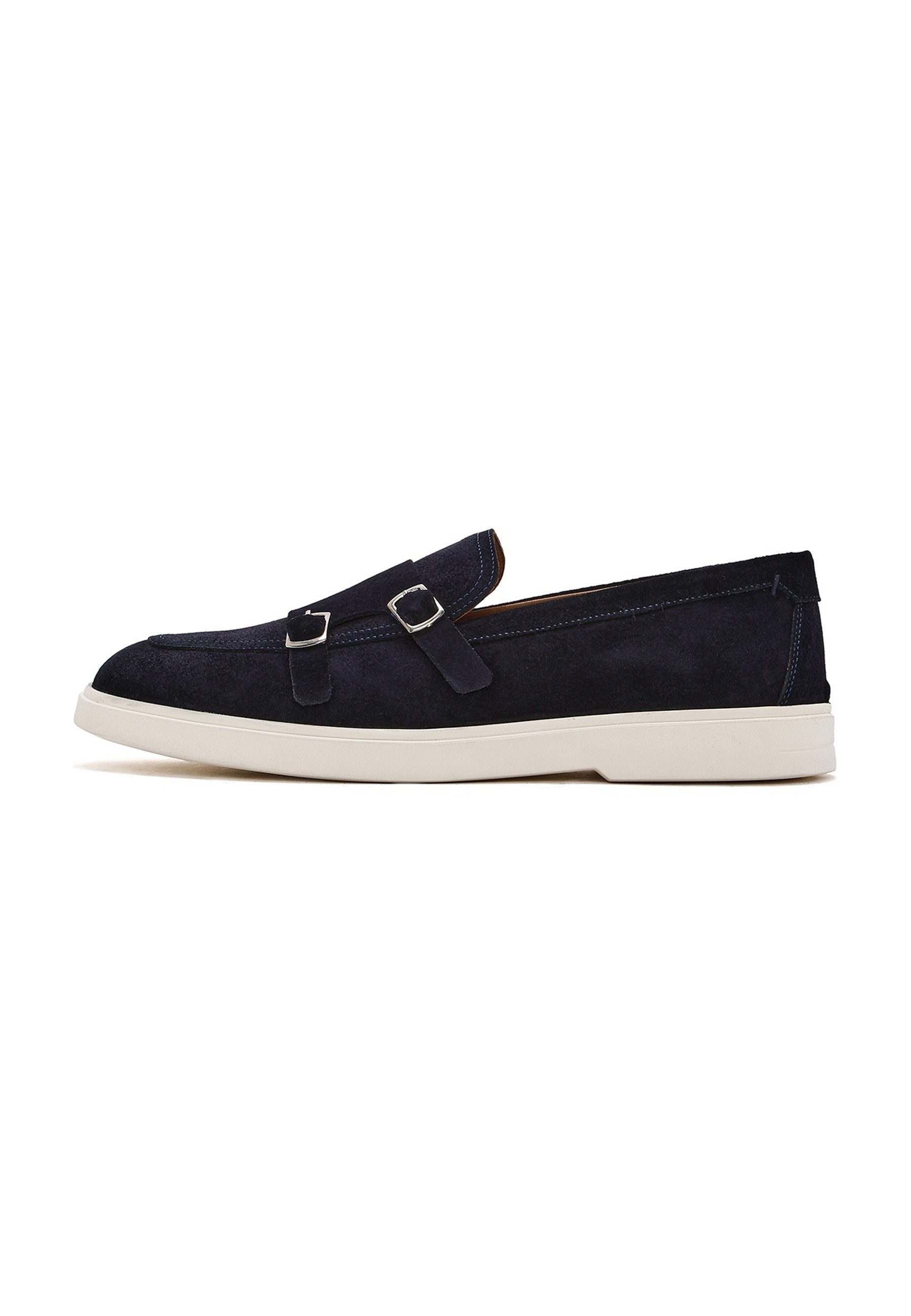 Derimod Monk-Schuhe aus Veloursleder Loafer Echtes Wildleder, Lederfutter, EVA-Sohle, Monk Strap