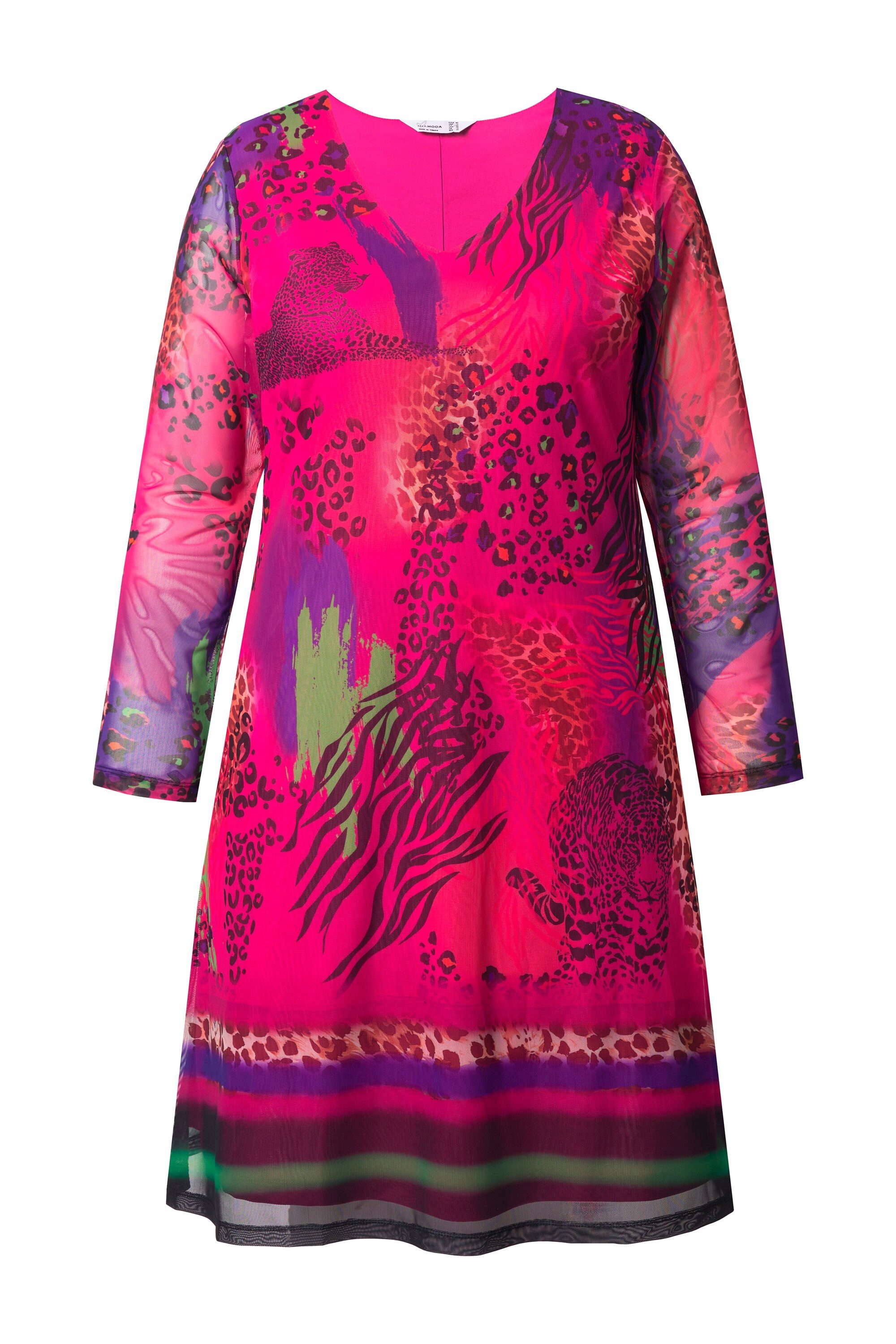 MIAMODA Jerseykleid Meshkleid A-Linie Mesh Animalprint günstig online kaufen