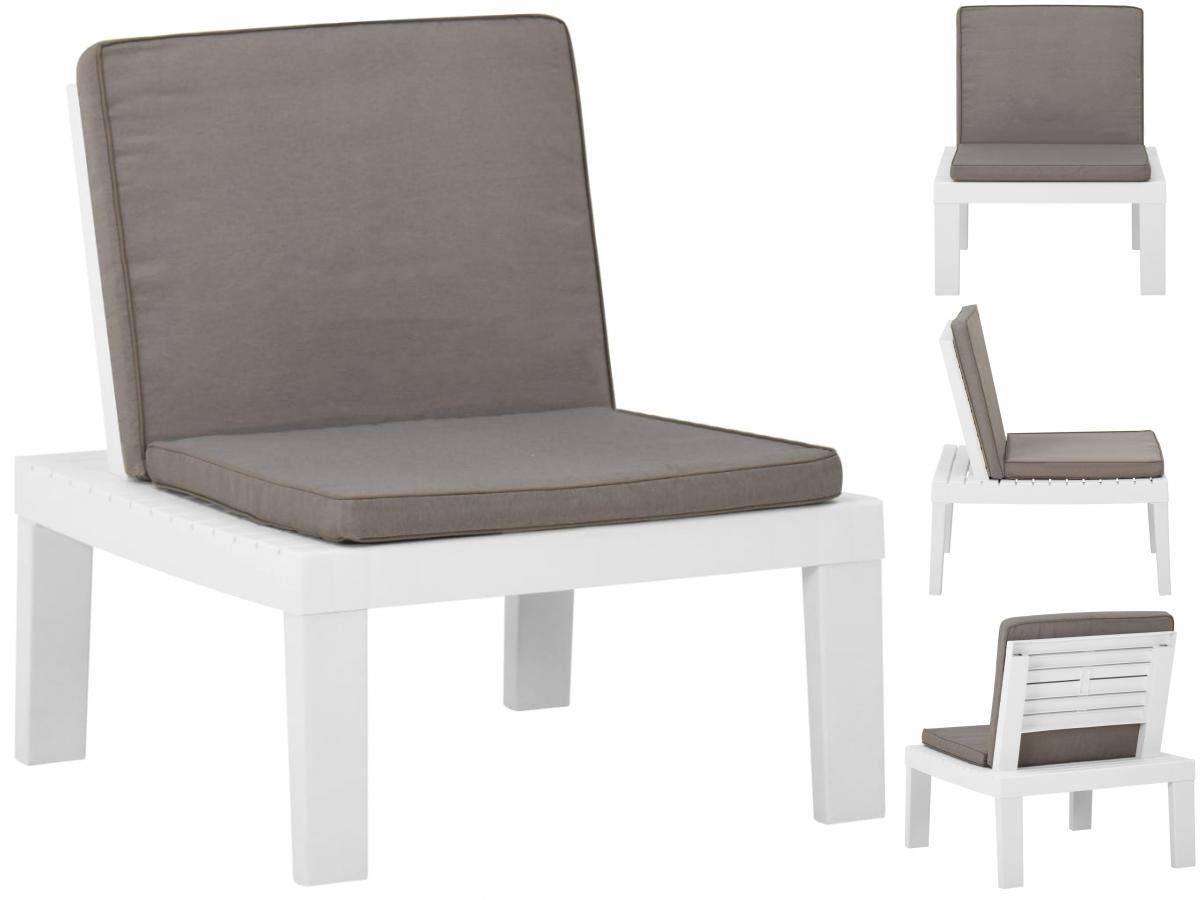 vidaXL Gartenstuhl Garten-Lounge-Stuhl mit Auflage Kunststoff Weiß