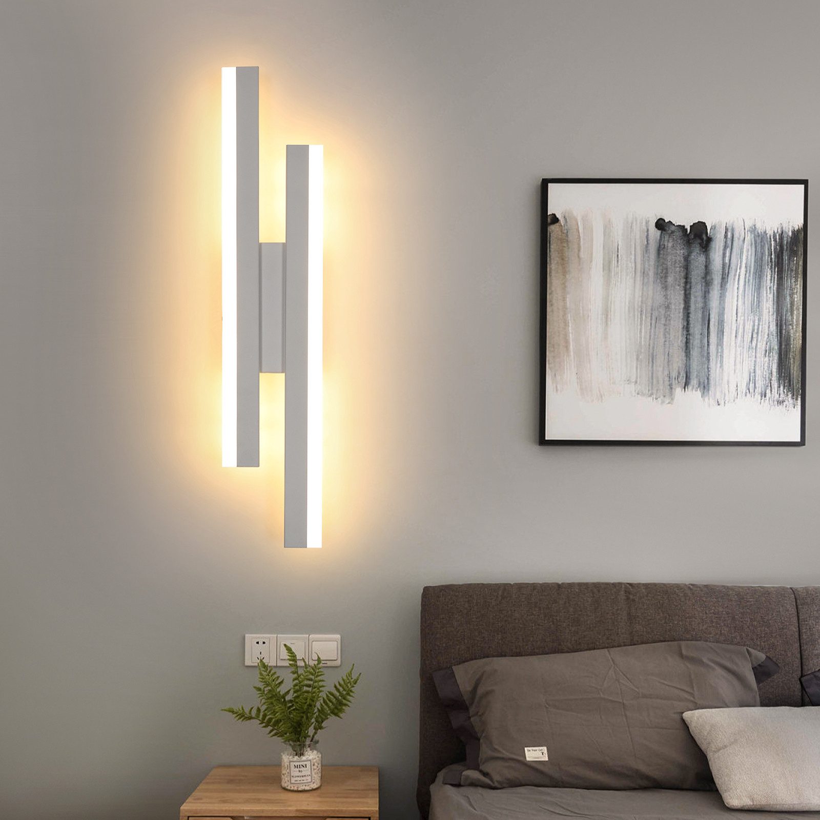 Goeco Wandleuchte Einfache LED Lampe,weiße Acryllampe,40*9.5*4cm,16W,3000K, günstig online kaufen