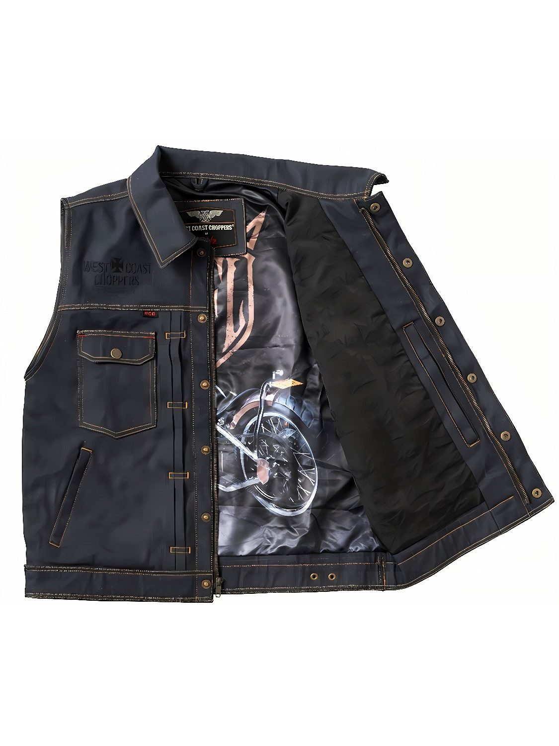 West Coast Choppers Sweatweste Collab 131/2 Denim Riding Vest - Blue Raw Denim