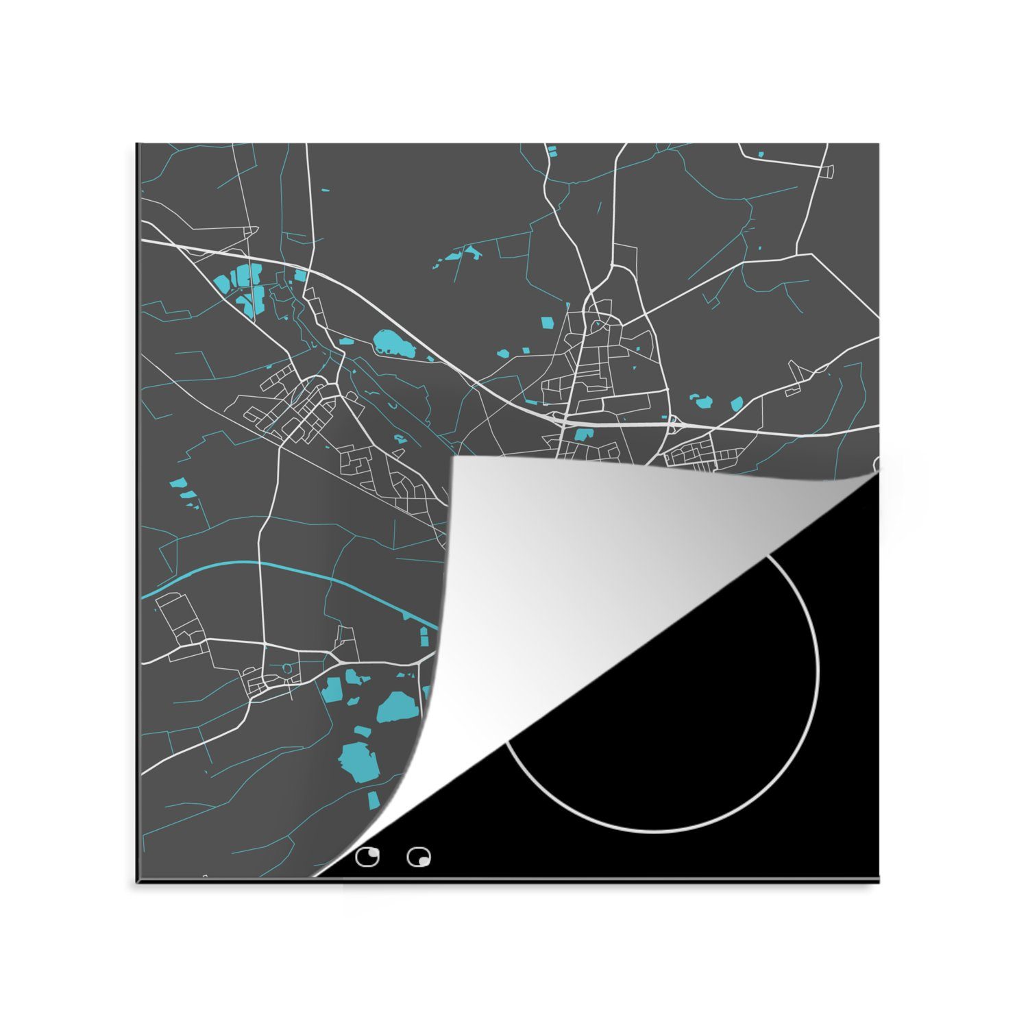 MuchoWow Herdblende-/Abdeckplatte Arbeitsplatte (1 Karte Ceranfeldabdeckung, Blau küche - Peine Deutschland, - cm, Vinyl, für - Stadtplan - 78x78 tlg)