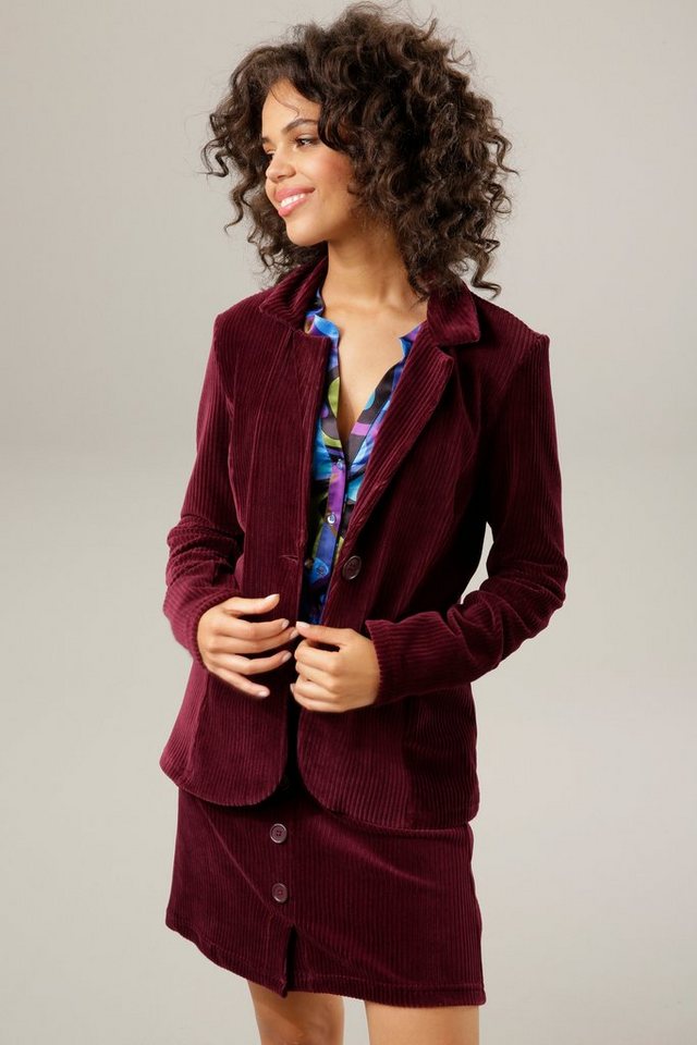 Aniston CASUAL Jackenblazer mit Reverskragen, Damenblazer aus weicher  Cord-Qualität