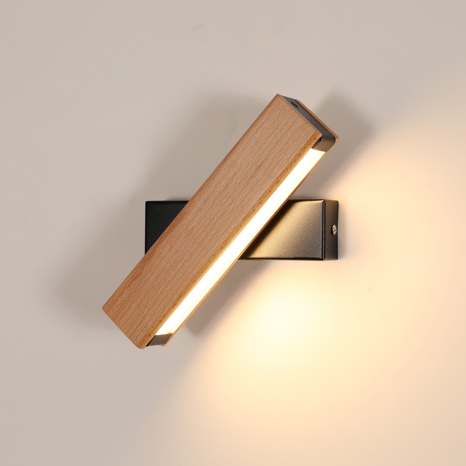 Goeco LED Wandleuchte Massivholz 360° drehbar, günstig online kaufen