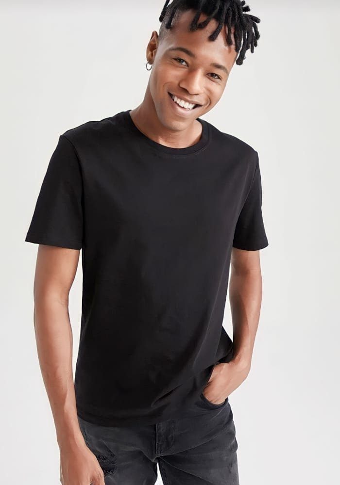 Modavitrini T-Shirt Herren Basic T-Shirt schwarz günstig online kaufen