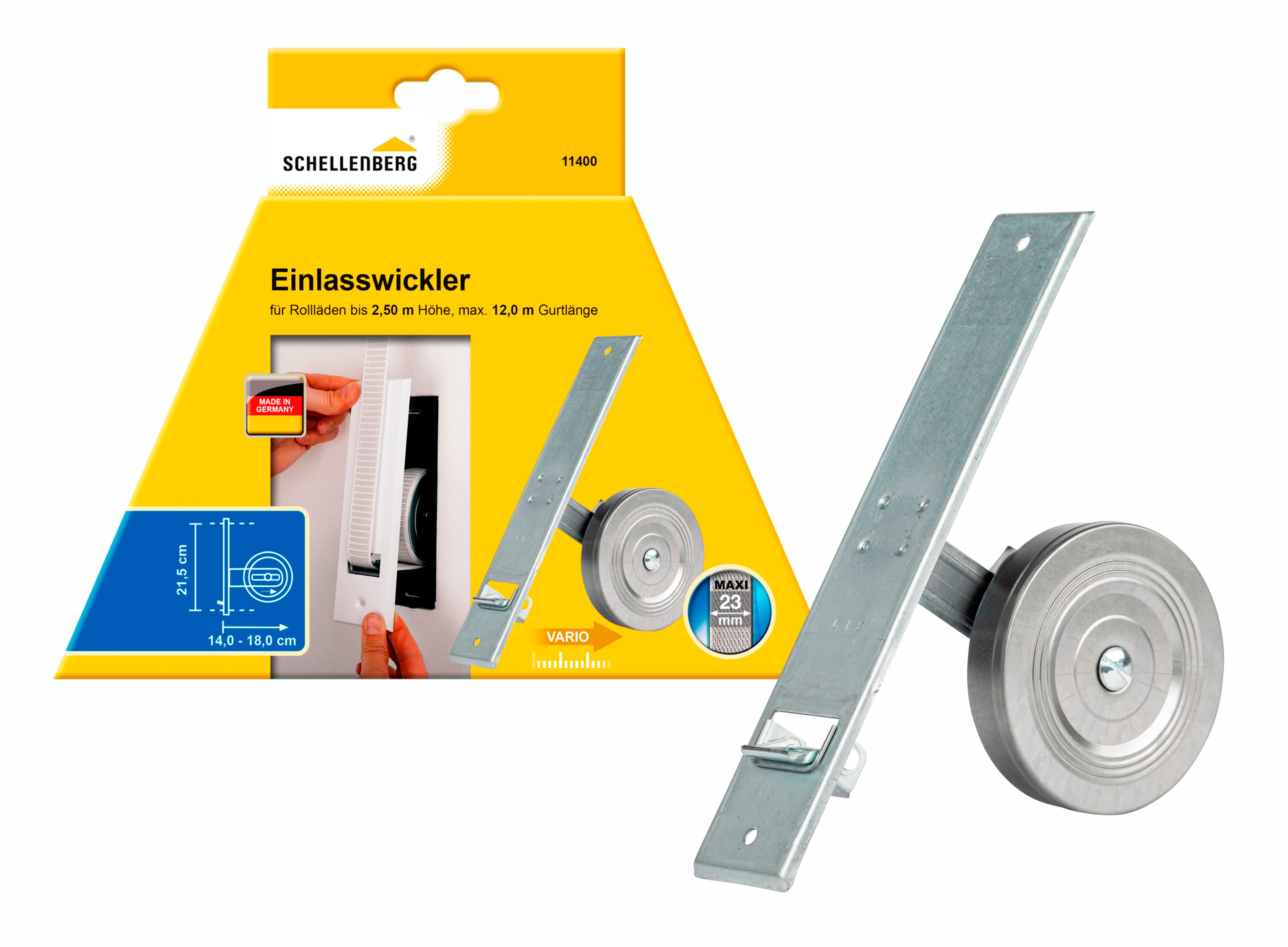 SCHELLENBERG Einlass-Gurtwickler für das Rollladensystem Maxi, Lochabstand 21,5 cm, Unterputz-Montage, Set, 1-tlg., für Rollladengurte mit 23 mm Breite