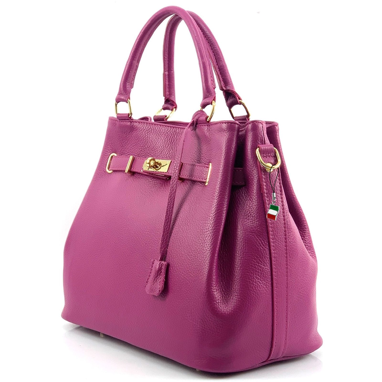 FLORENCE Handtasche Florence Damen Handtasche Echtleder (Handtasche), Damen Handtasche Leder, fuchsia, pink ca. 38cm x ca. 28cm hoch