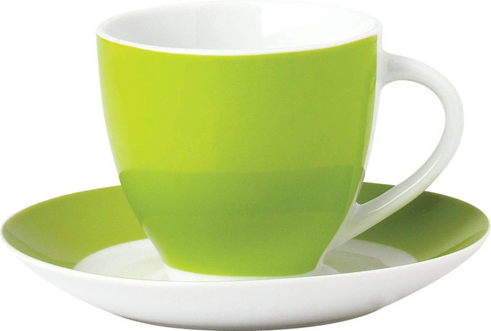 van Well Tasse Vario, 6-tlg., Porzellan, spülmaschinen- und mikrowellengeeignet, 6-teilig