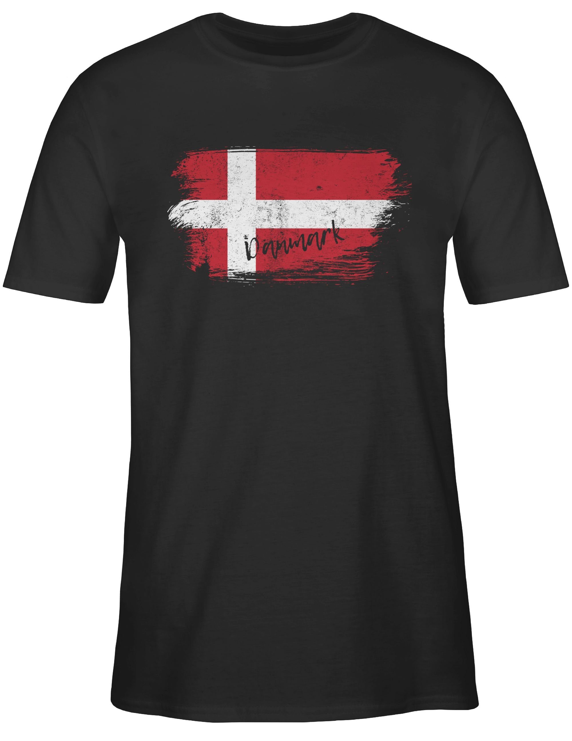 Shirtracer T-Shirt Dänemark Vintage Fussball 1 EM Schwarz 2024