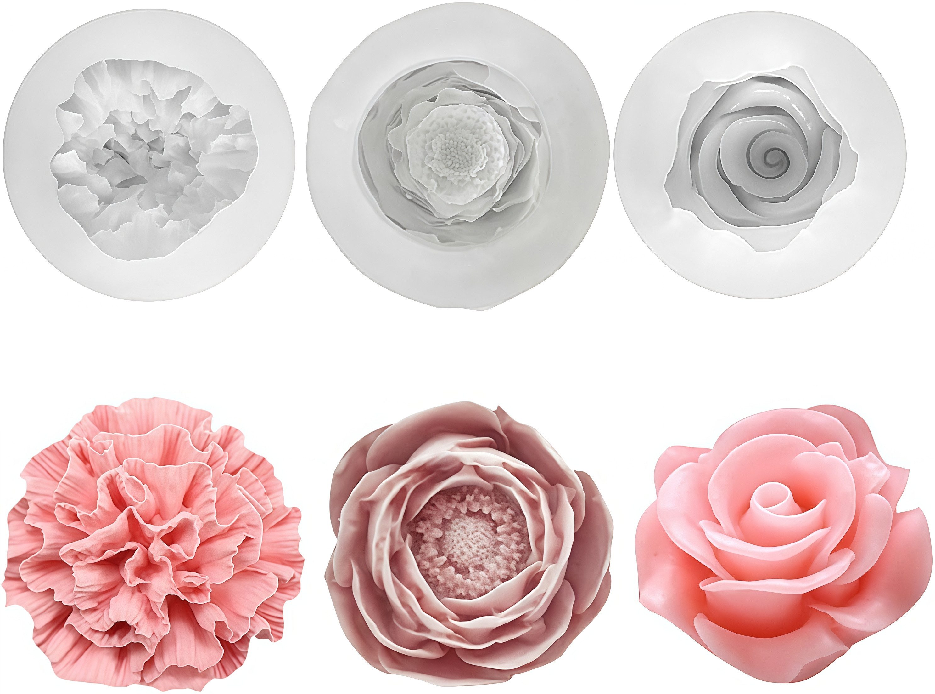 FOUORTUNATE-BEE Silikonform Blumen-Silikonformen 3er Set, (3-tlg), Set aus 3 Blumen-Silikonformen für kreative Bastelprojekte