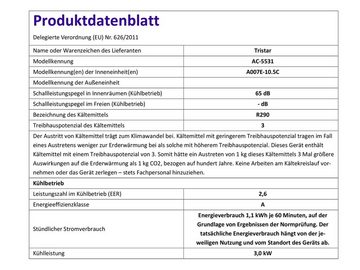 Tristar 3-in-1-Klimagerät, Mobiles Standgerät, Entfeuchter & Ventilator - Raumkapazität ca. 90m³