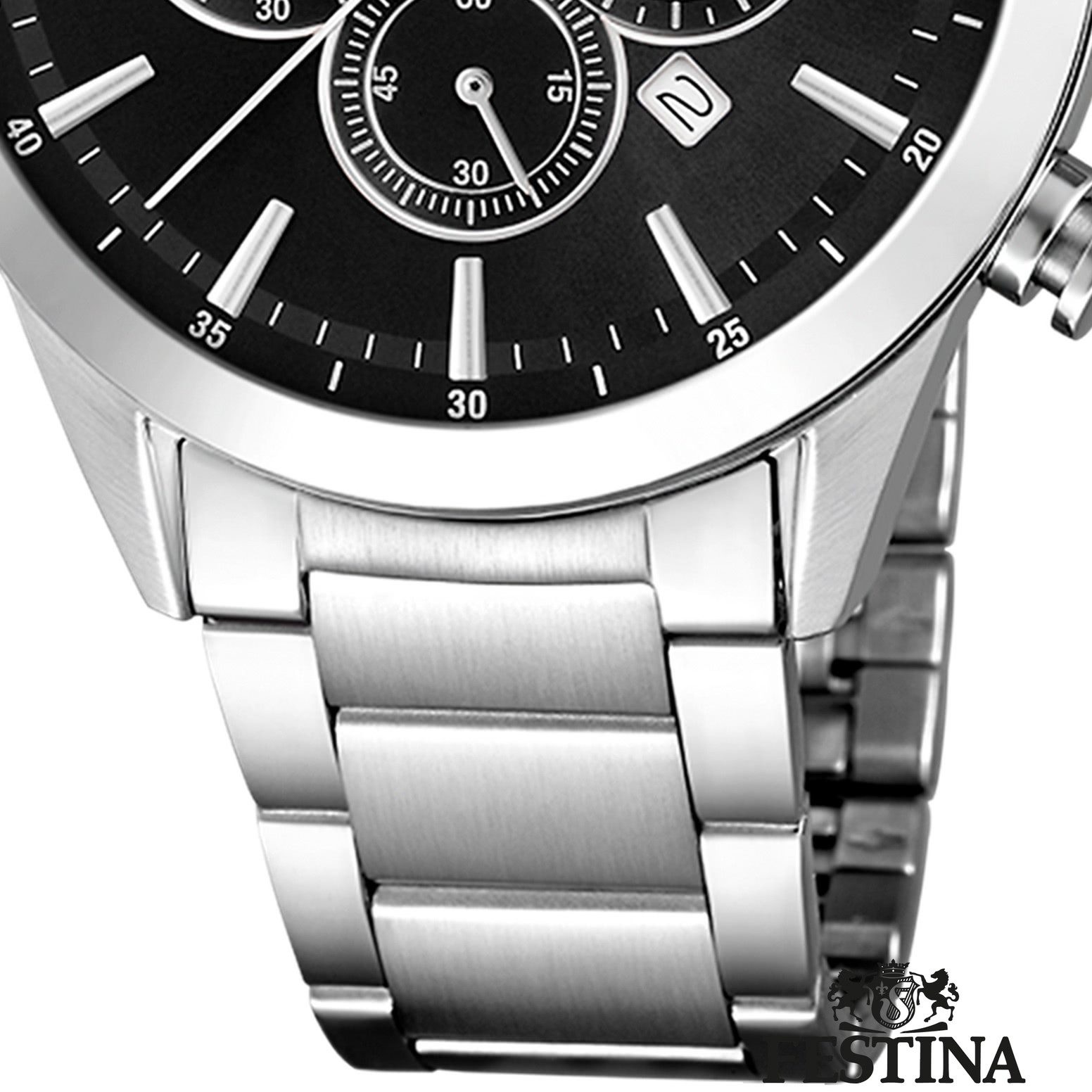 Festina Quarzuhr Festina Herrenuhr Edelstahl silber, (Chronograph), Herren Armbanduhr rund, Edelstahlarmband silber, Elegant