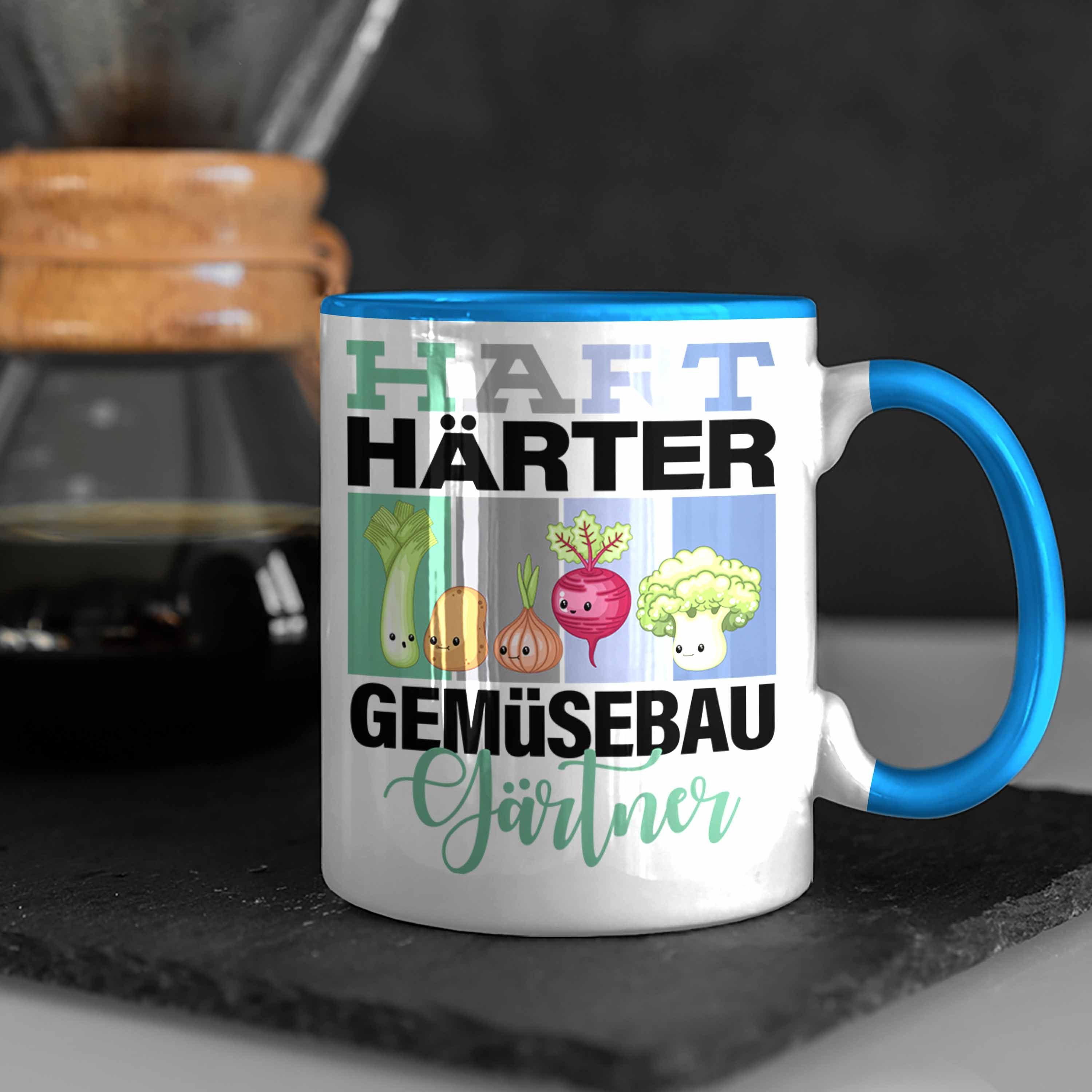 Trendation Tasse Lustige Blau Härter für Tasse Ge Geschenkidee Gemüsebaugärtner Spruch "Hart