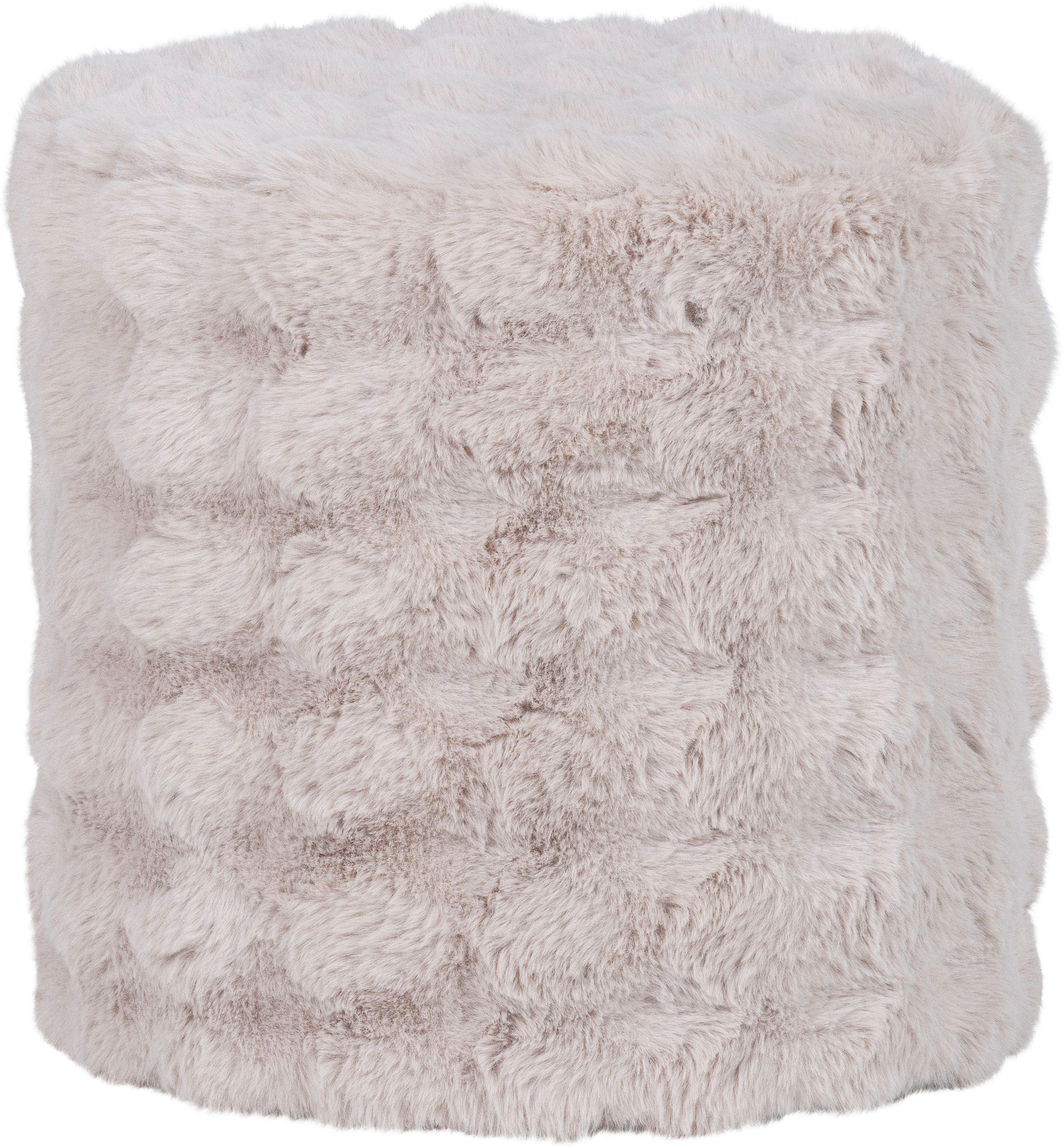WOOOD Hocker Olven mit Dream-Flauschbezug und runder Form B 46 x T 46 x H 46 cm, Gute Verschleißfestigkeit, flauschige Haarstruktur, montiert geliefert