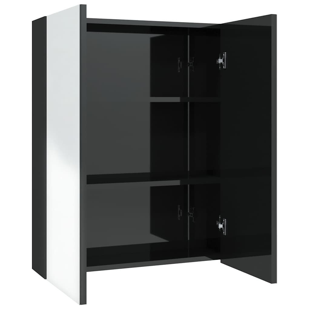 furnicato Badezimmerspiegelschrank Badezimmer-Spiegelschrank 60x15x75 cm Glänzendes Schwarz (1-St)