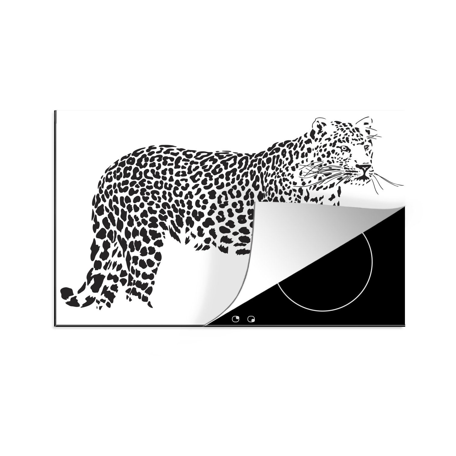 Illustration Leoparden, Induktionskochfeld cm, Ceranfeldabdeckung Schutz Vinyl, Herdblende-/Abdeckplatte tlg), die 81x52 Eine küche, eines (1 MuchoWow für