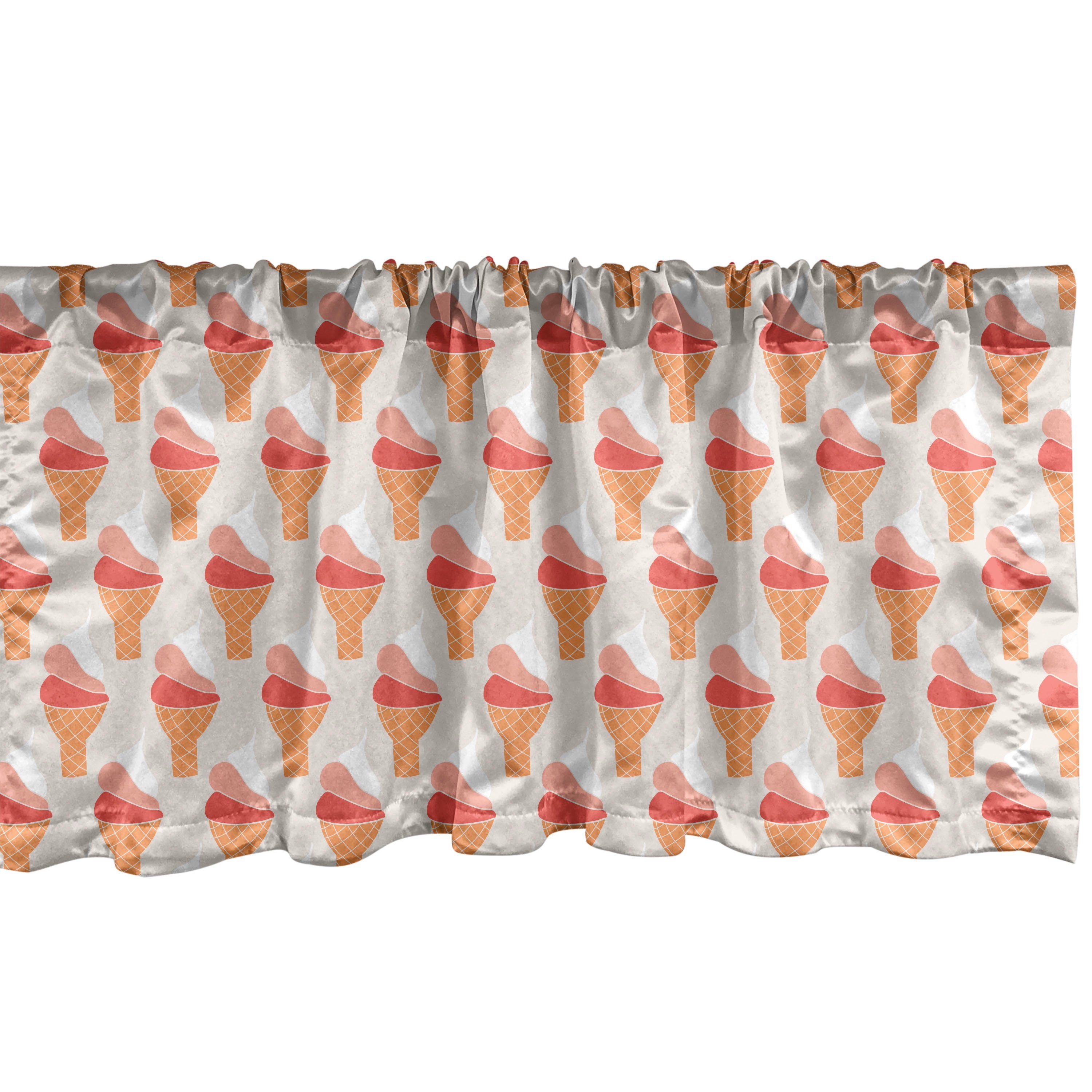 Microfaser, mit Eis Volant Scheibengardine Dekor Grafik Vorhang Stangentasche, für Schlafzimmer Abakuhaus, Motive Gelato Küche