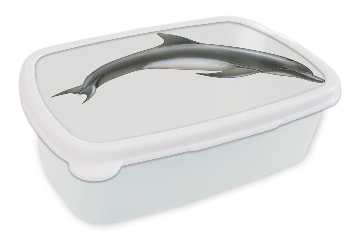 MuchoWow Lunchbox Delfin - Weiß, und Erwachsene, Kunststoff, Brotbox (2-tlg), Brotdose, und für Kinder für Mädchen Jungs