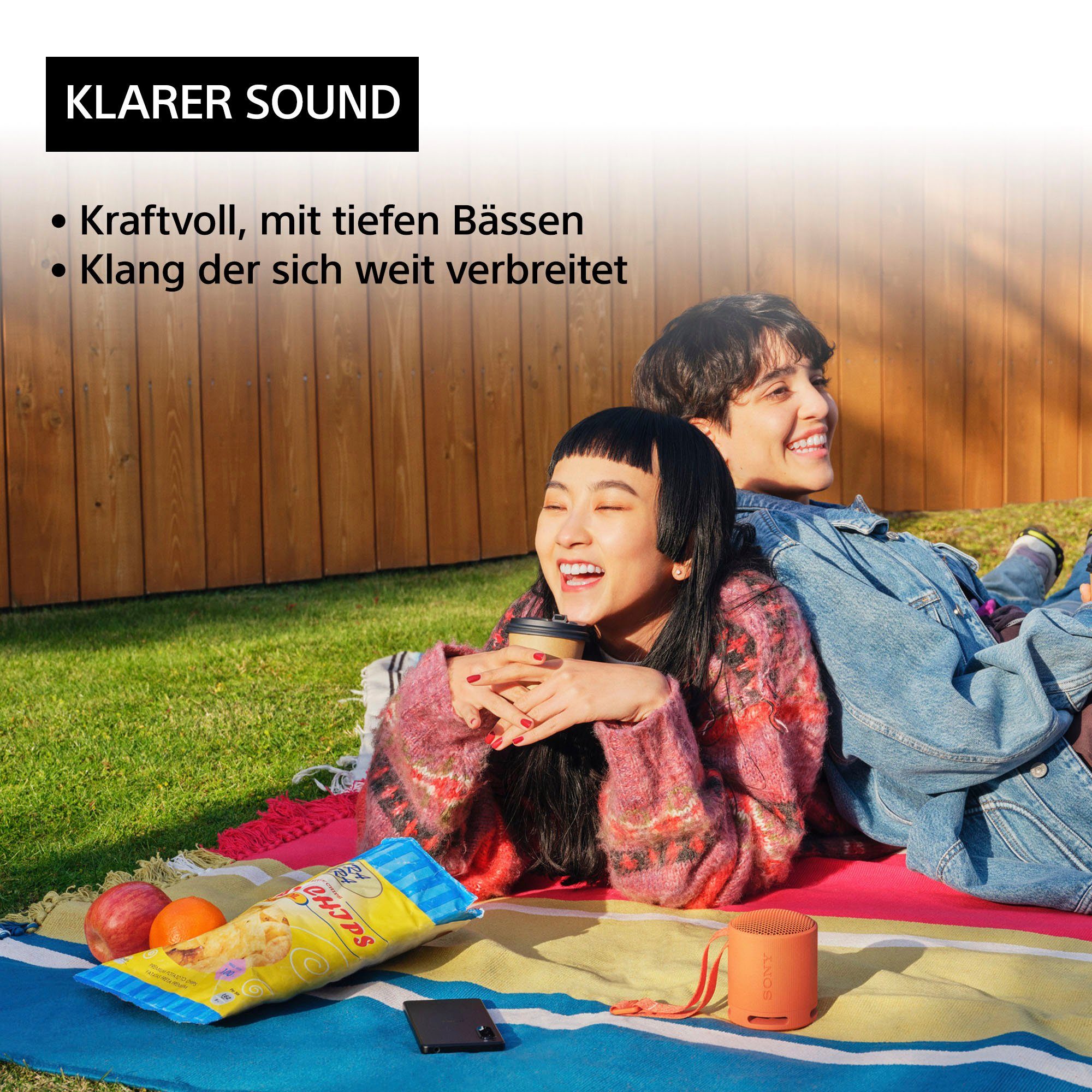 Sony SRS-XB100 Bluetooth-Lautsprecher Stereo (Bluetooth, 2,5 W, kompakter Lautsprecher, mit 360°-Sound-Diffusion)