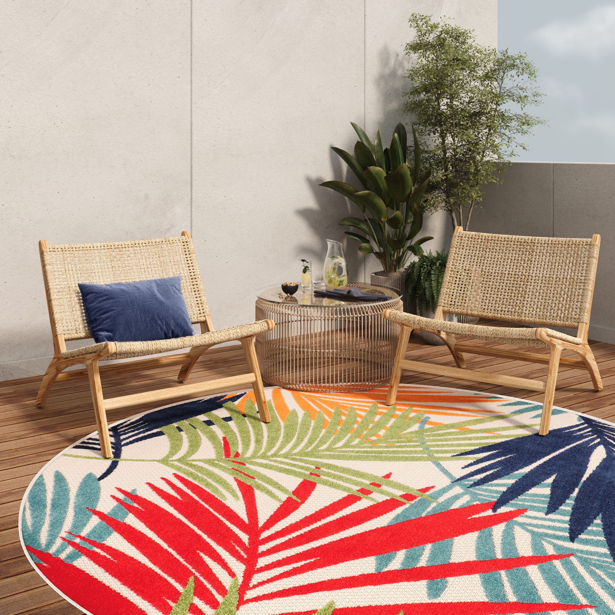 Tapiso Outdoorteppich PATIO, rund, Höhe: 6 mm, Wasserfester Outdoor Teppich, pflegeleicht & robust