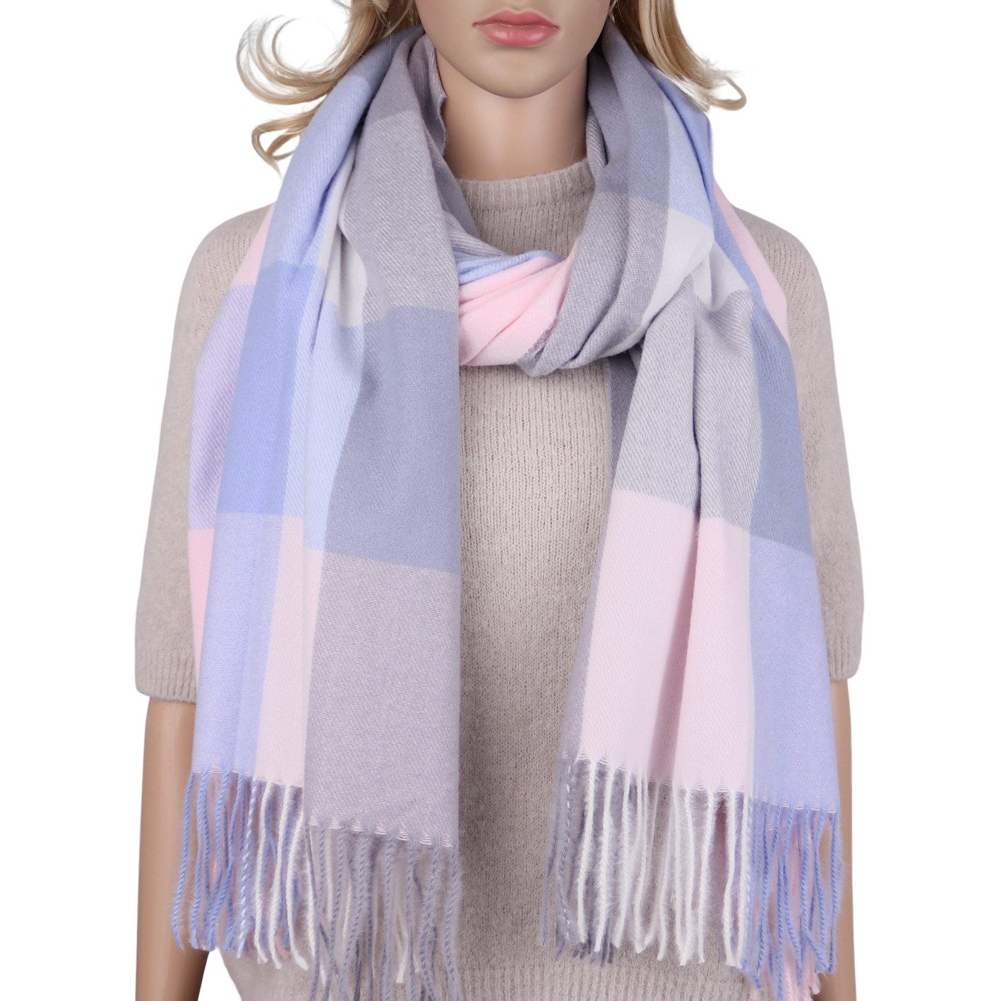 MIRROSI Modeschal weicher und warmer karierter Schal mit Fransen, 70x180cm, günstig online kaufen