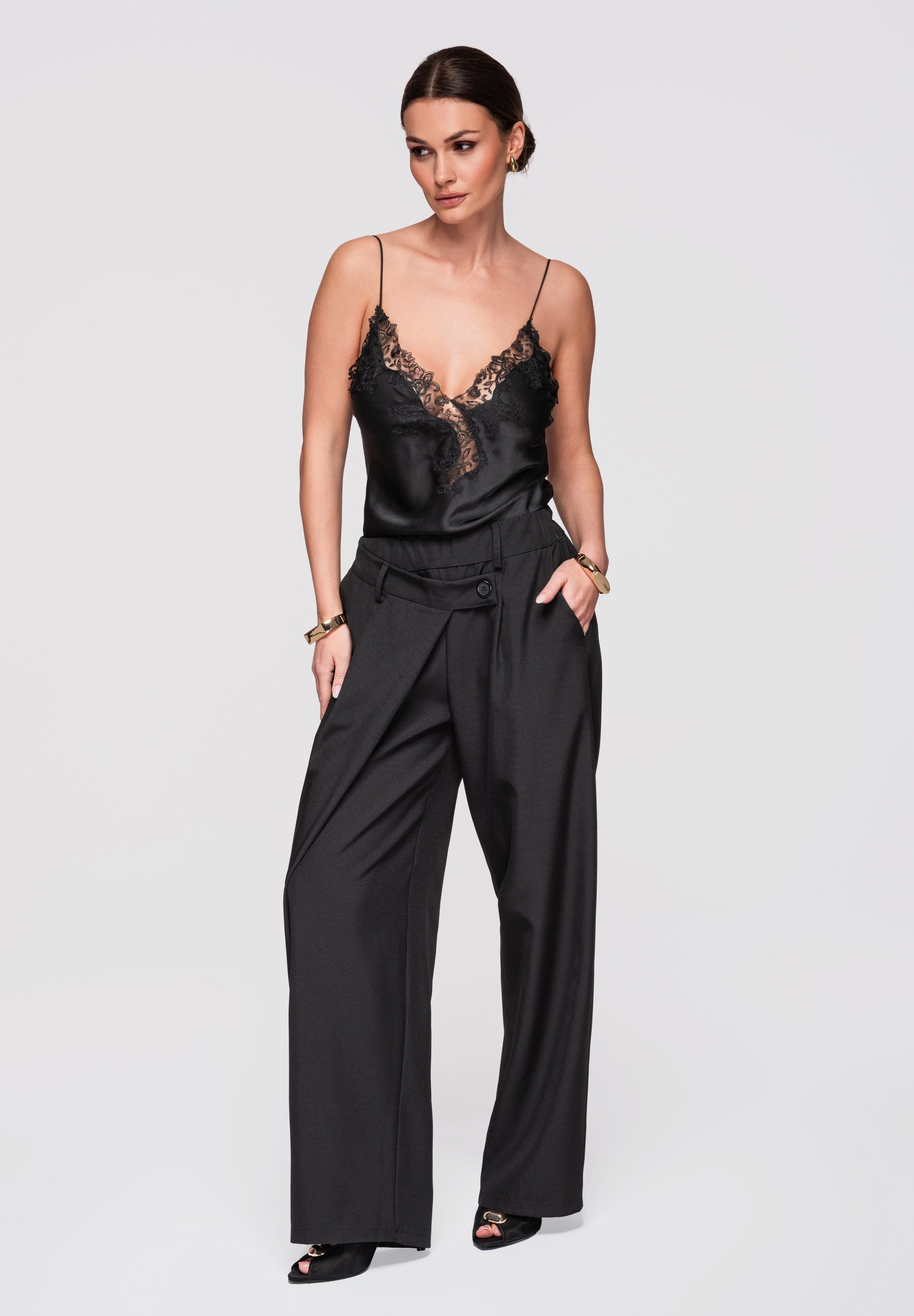 OMBRE Palazzohose Damen Wide Leg Hose High Waist Elegant (kein Set, 1-tlg) günstig online kaufen