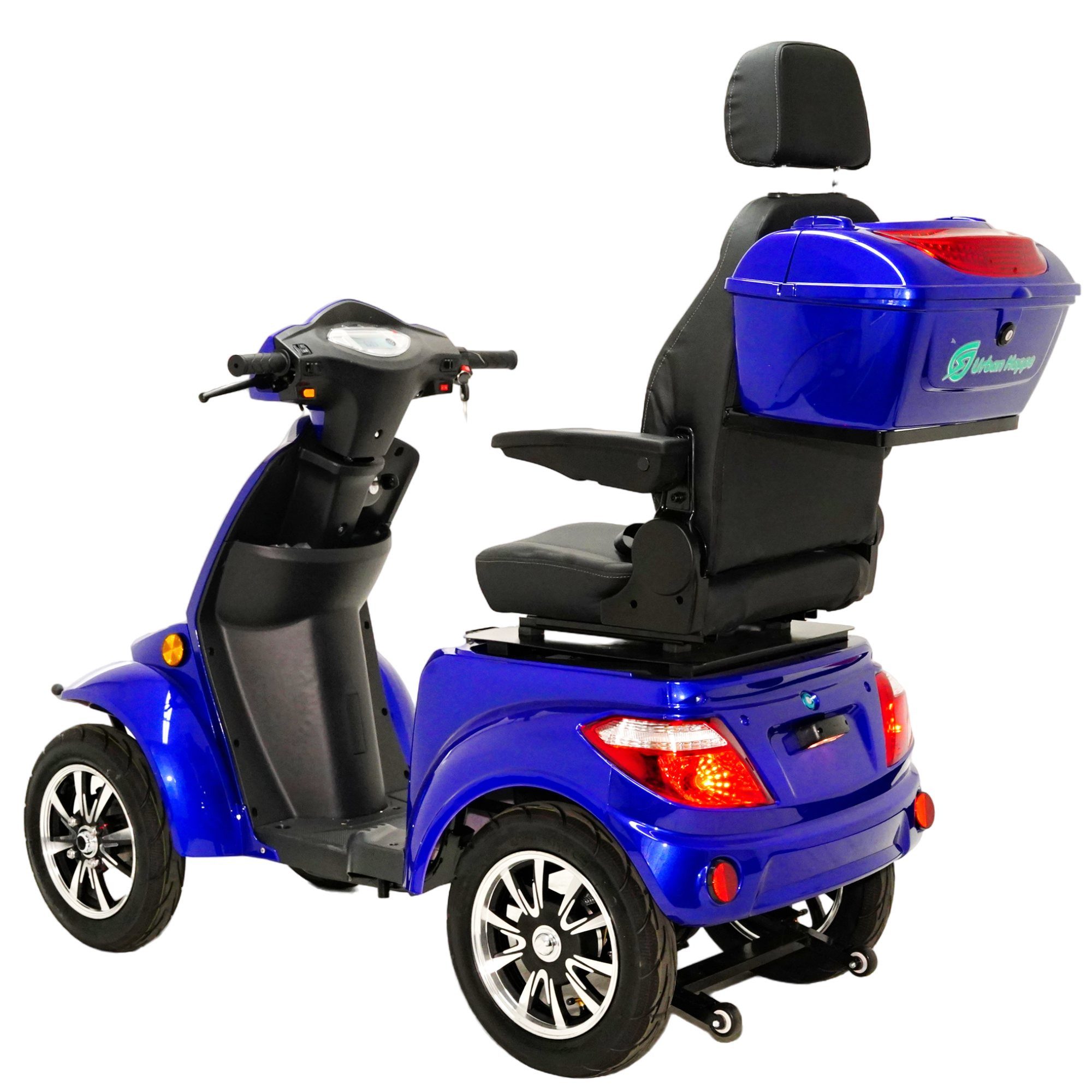 Urban Hopper E-Motorroller Elektro Seniorenmobil 4-Rad Elektroroller Urban Hopper Best Ager Li, 1000 W, 6 km/h, Lithium Akku herausnehmbar mit Top-Case Stockhalter ca 60KM 3 Gang COC