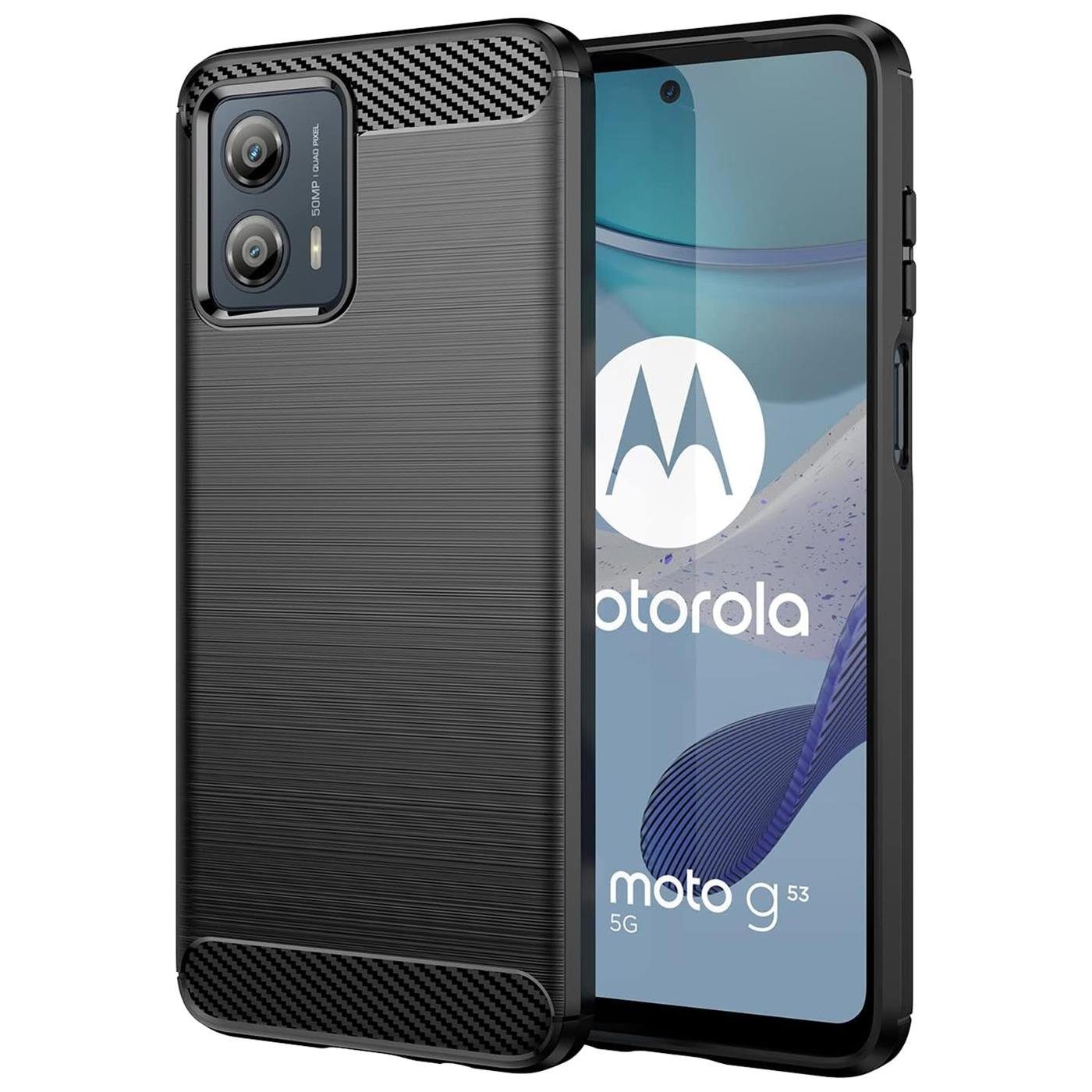 CoolGadget Handyhülle Carbon Handy Hülle für Motorola Moto G53 5G 6,5 Zoll,  robuste Telefonhülle Case Schutzhülle für Motorola G53 5G Hülle