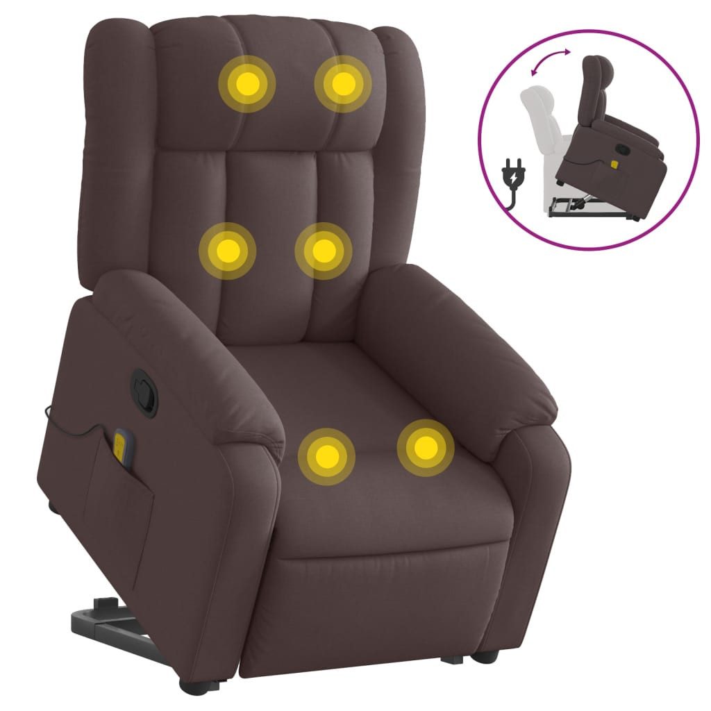 vidaXL Sessel Massagesessel mit Aufstehhilfe Dunkelbraun günstig online kaufen