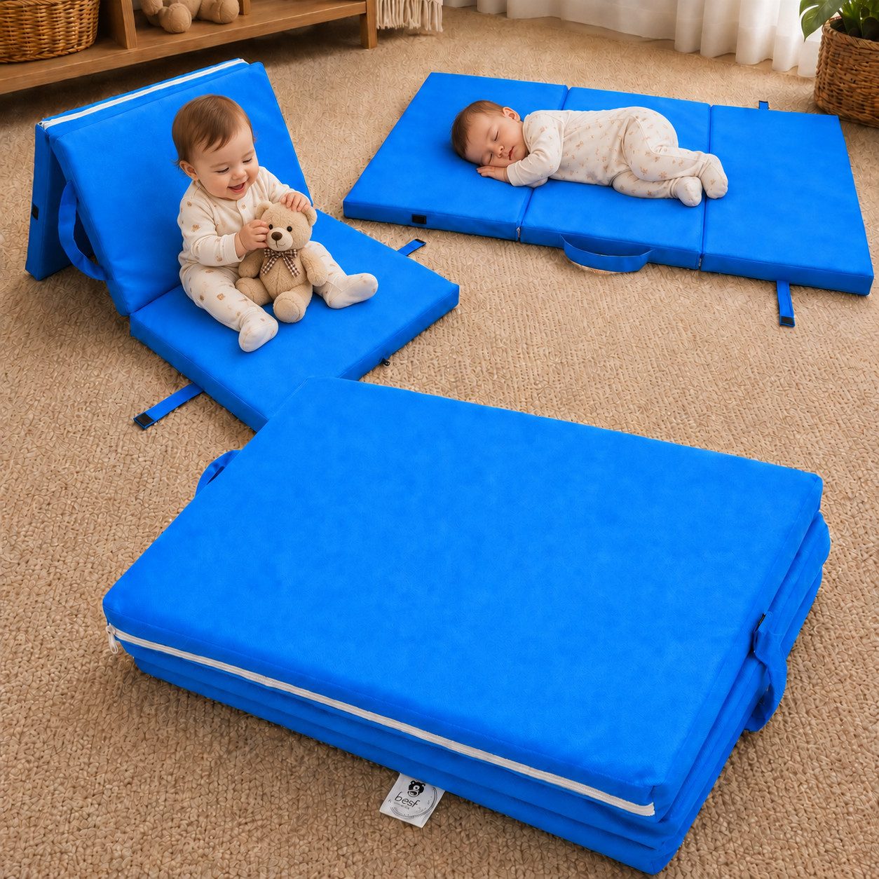 Babymatratze Faltbare Kindermatratze – Komfortabel, Antibakteriell & Vielseitig, Best for Kids, 2 cm hoch, (Matratze, Einzelprodukt), Faltbar, leicht transportierbar, hypoallergen, antibakteriell