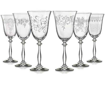 Crystalex Weißweinglas Royal mit unterschiedlichen Ornamenten 250 ml, glas, verschiedene Ornamente, Pantografie