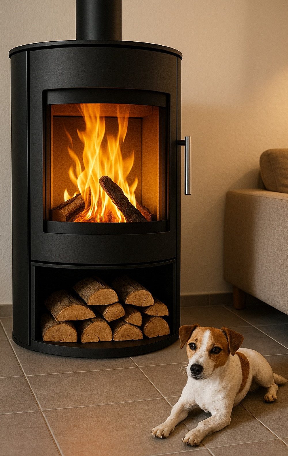 ECOfoxx Kaminofen Ovaler Premium-Kaminofen Modell CN2 - XXL-Sichtglas mit 6 günstig online kaufen