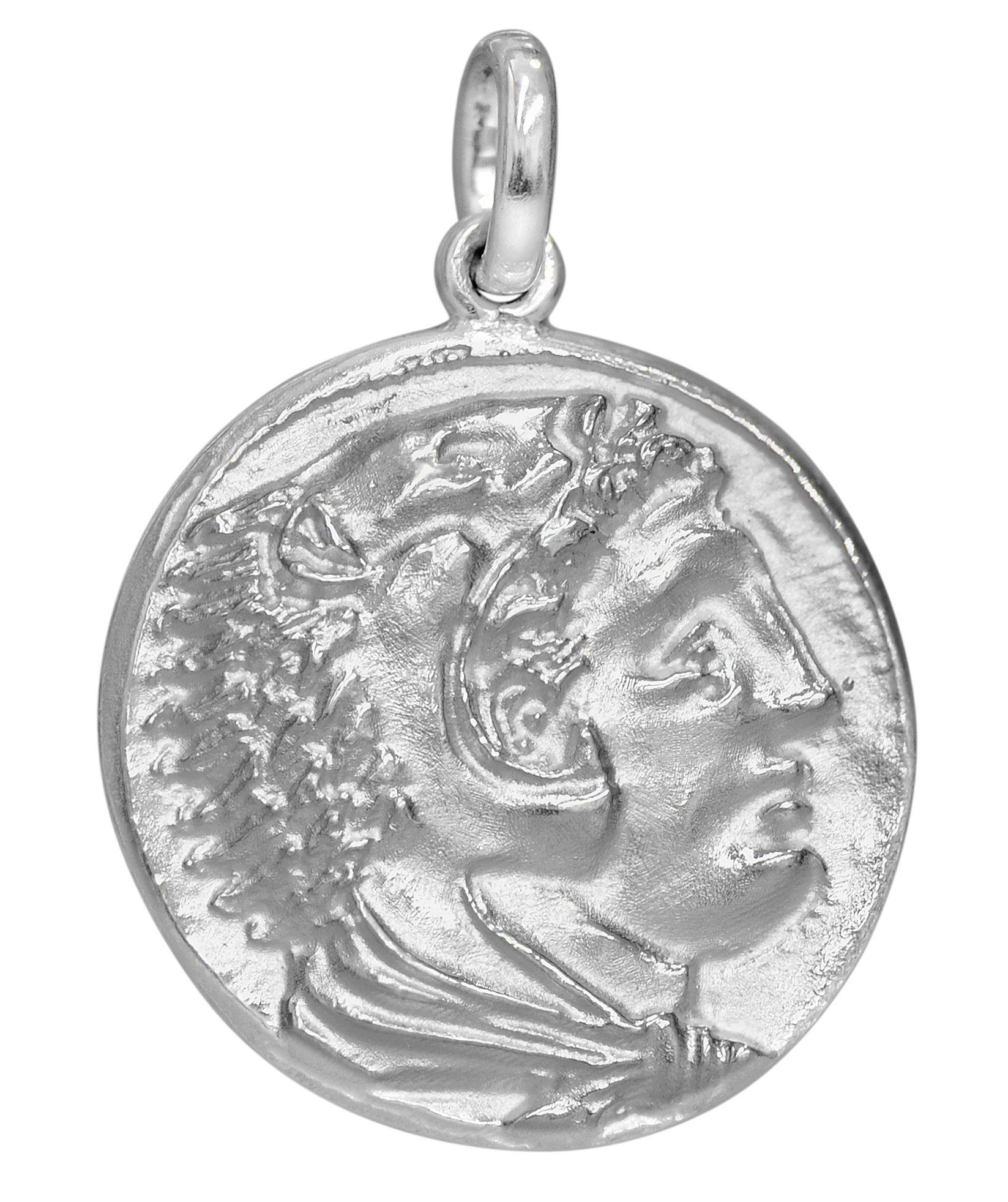 trendor Runder Anhänger Herakles/Zeus 925 Silber Replikat griech. Drachme