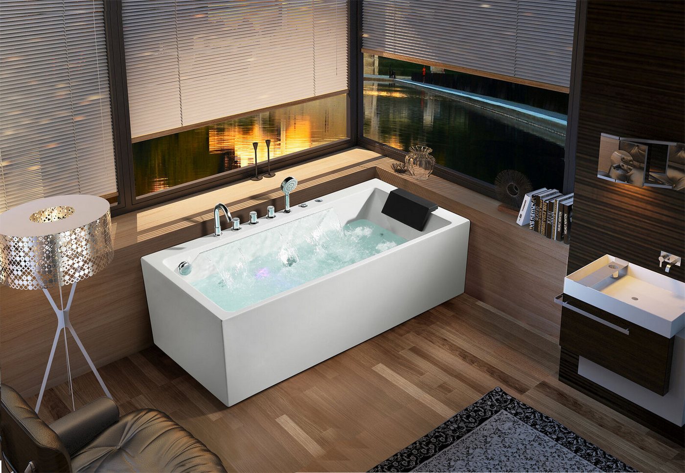 Thumbnail - JVmoebel Whirlpool-Badewanne Whirlpool Badewanne Blasen Spa Wannen LED-Beleuchtung Massagedüsen, (1-tlg), Made in Europa